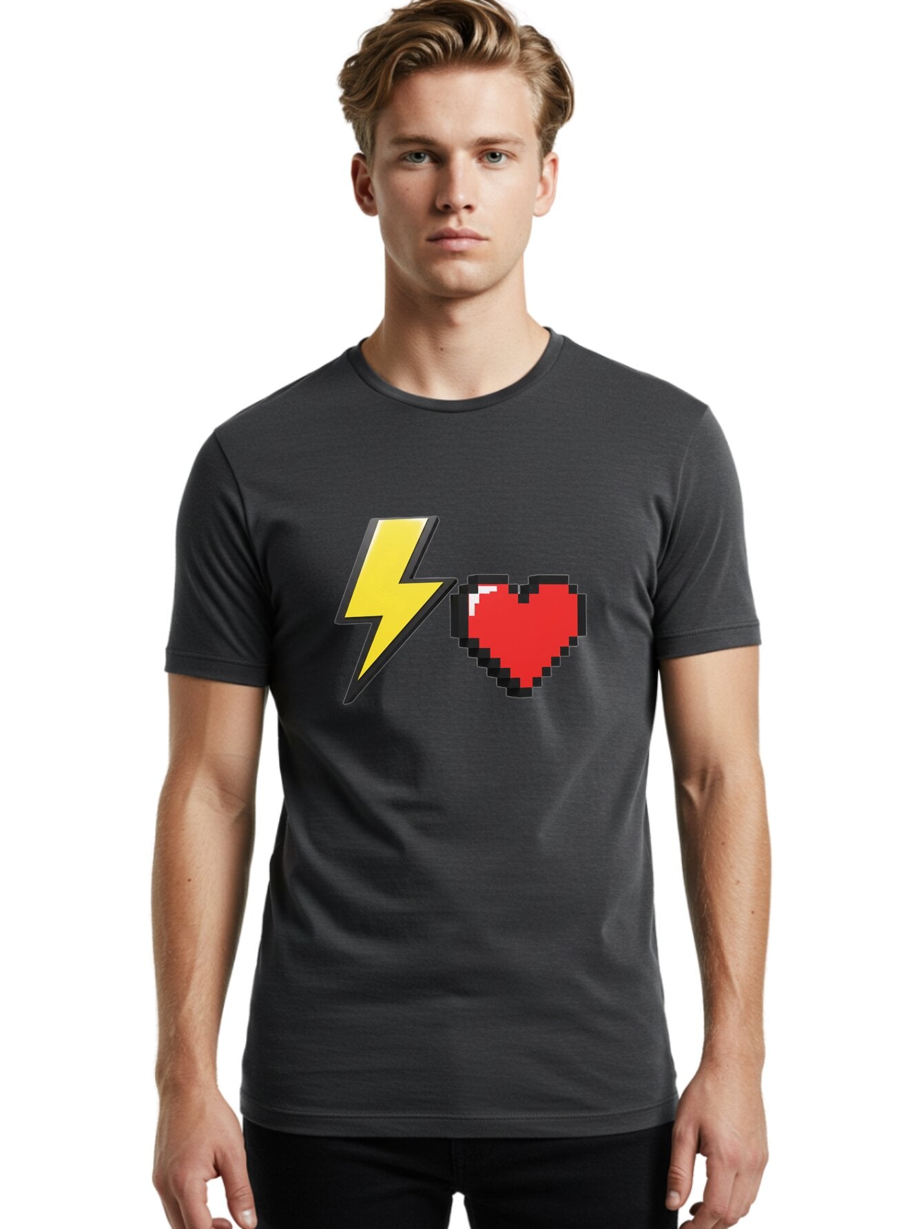 Lightning-Heart-5 Men'S Graphic Tee, 100% Cotton, Comfortable Casual Summer Wear, Machine Washable, Vintage Camera, Old Camera, Antique Camera, Black Camera, Classic Photography, Photography Equipment, Nostalgic Device, Film Camera, Camera Art Bap675 25