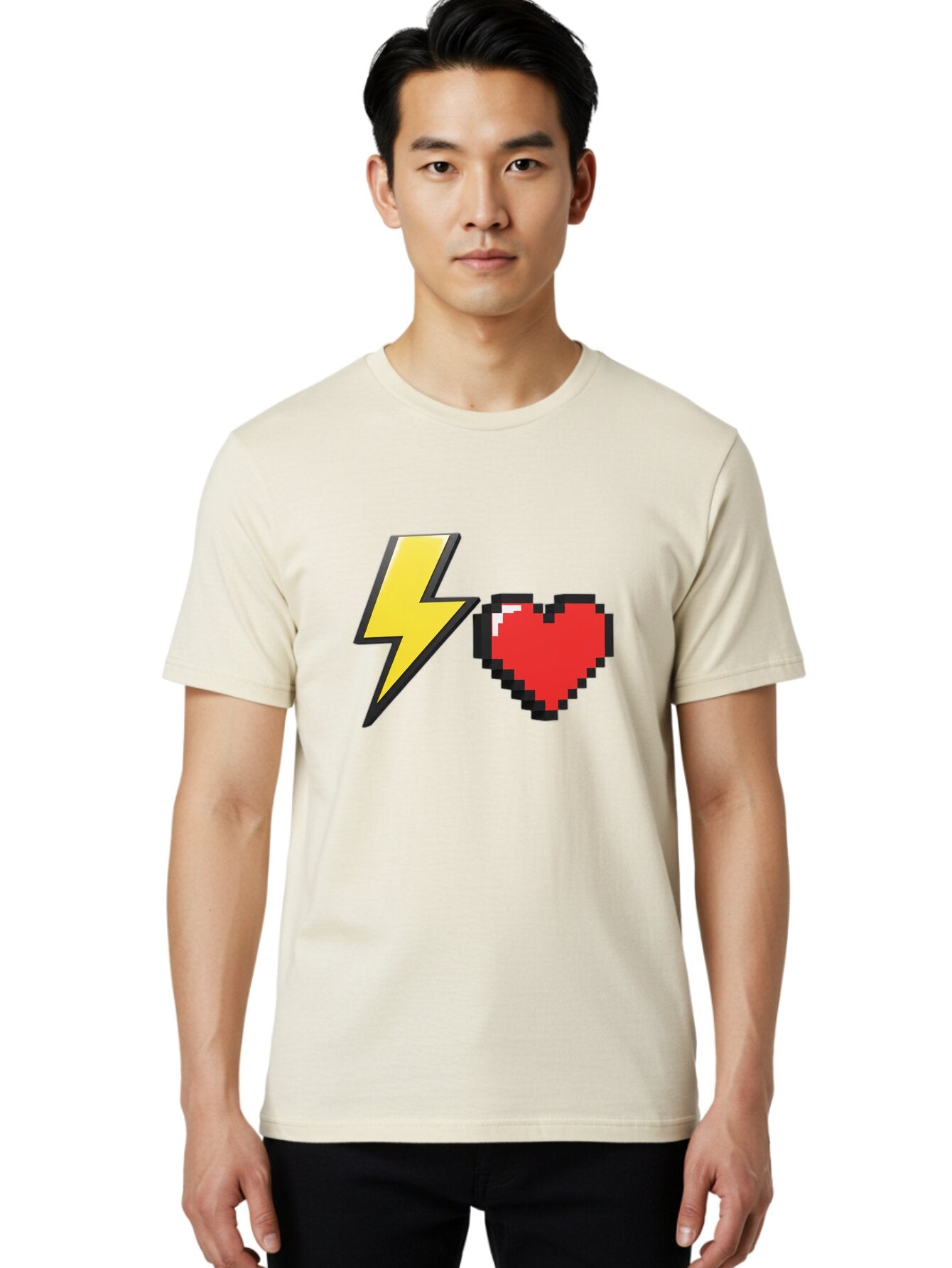 Lightning-Heart-5 Men'S Graphic Tee, 100% Cotton, Comfortable Casual Summer Wear, Machine Washable, Vintage Camera, Old Camera, Antique Camera, Black Camera, Classic Photography, Photography Equipment, Nostalgic Device, Film Camera, Camera Art Bap675 19