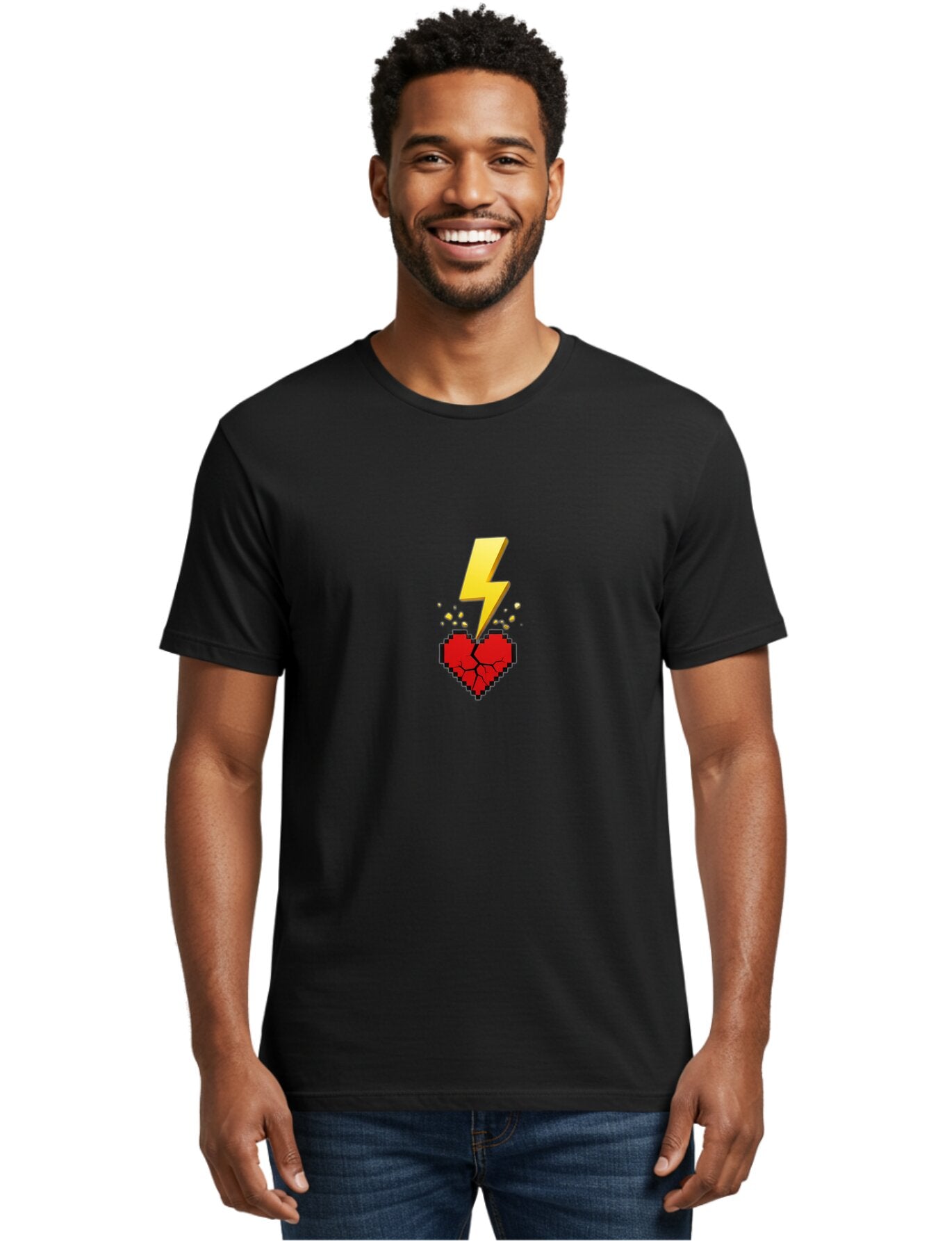 Lightning-Heart-6 Men'S Graphic Tee, 100% Cotton, Comfortable Casual Summer Wear, Machine Washable, Vintage Camera, Old Camera, Antique Camera, Black Camera, Classic Photography, Photography Equipment, Nostalgic Device, Film Camera, Camera Art Bap676 23