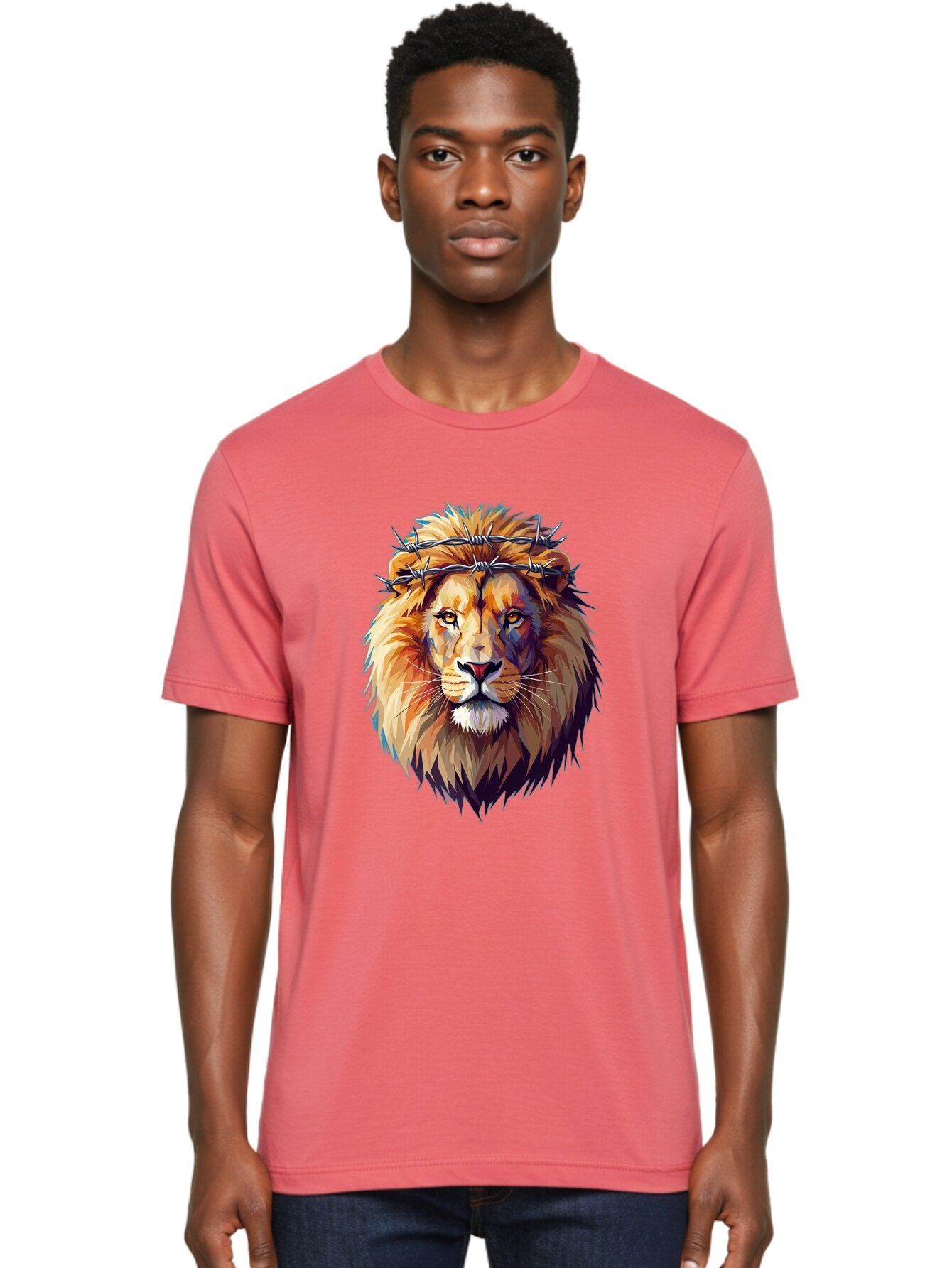 Lion-With-Crown-Of-Thorns-1 Men'S Graphic Tee, 100% Cotton, Comfortable Casual Summer Wear, Machine Washable, Vintage Camera, Old Camera, Antique Camera, Black Camera, Classic Photography, Photography Equipment, Nostalgic Device, Film Camera, Bap686 24