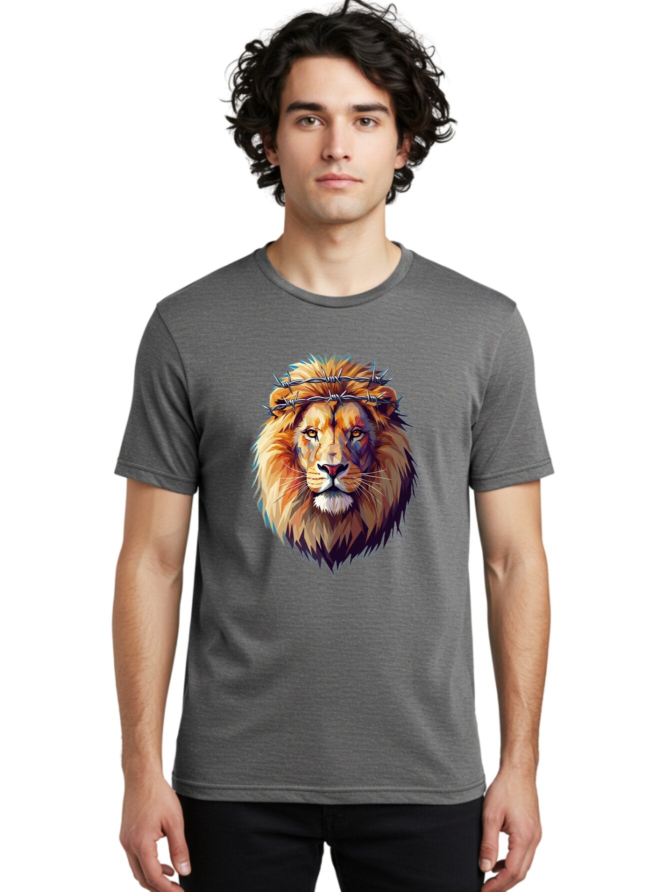 Lion-With-Crown-Of-Thorns-1 Men'S Graphic Tee, 100% Cotton, Comfortable Casual Summer Wear, Machine Washable, Vintage Camera, Old Camera, Antique Camera, Black Camera, Classic Photography, Photography Equipment, Nostalgic Device, Film Camera, Bap686 19