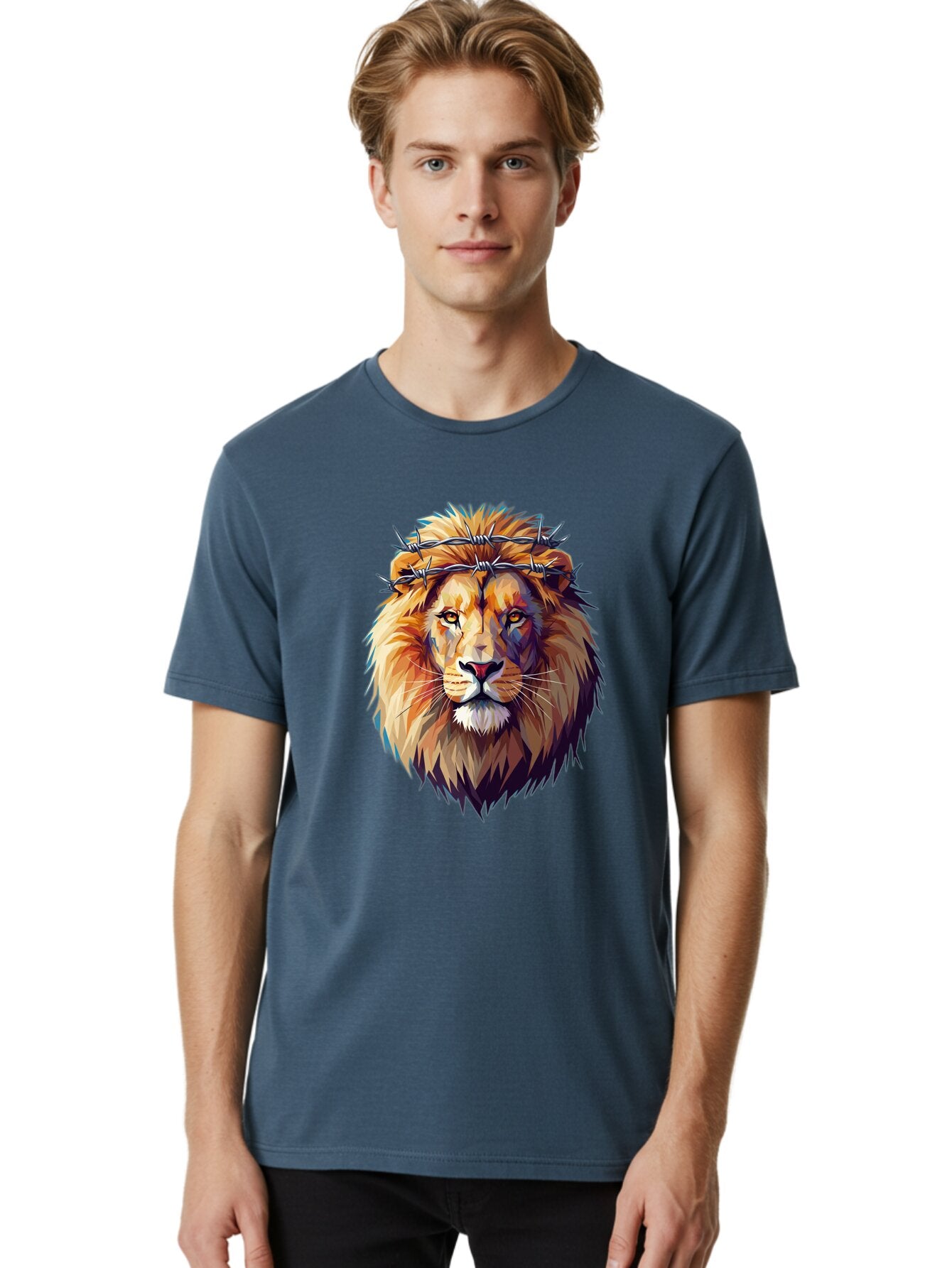 Lion-With-Crown-Of-Thorns-1 Men'S Graphic Tee, 100% Cotton, Comfortable Casual Summer Wear, Machine Washable, Vintage Camera, Old Camera, Antique Camera, Black Camera, Classic Photography, Photography Equipment, Nostalgic Device, Film Camera, Bap686 26