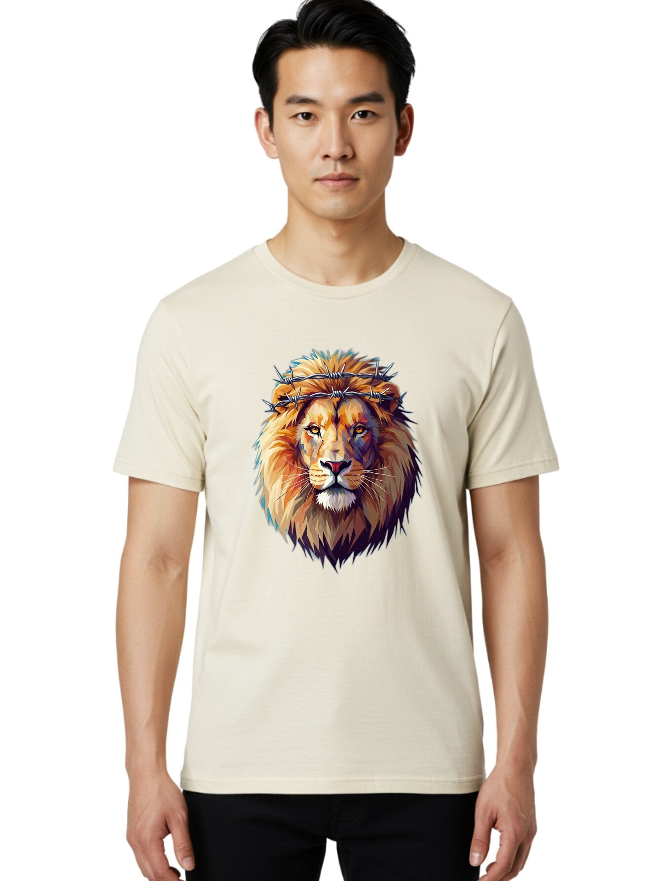 Lion-With-Crown-Of-Thorns-1 Men'S Graphic Tee, 100% Cotton, Comfortable Casual Summer Wear, Machine Washable, Vintage Camera, Old Camera, Antique Camera, Black Camera, Classic Photography, Photography Equipment, Nostalgic Device, Film Camera, Bap686 22