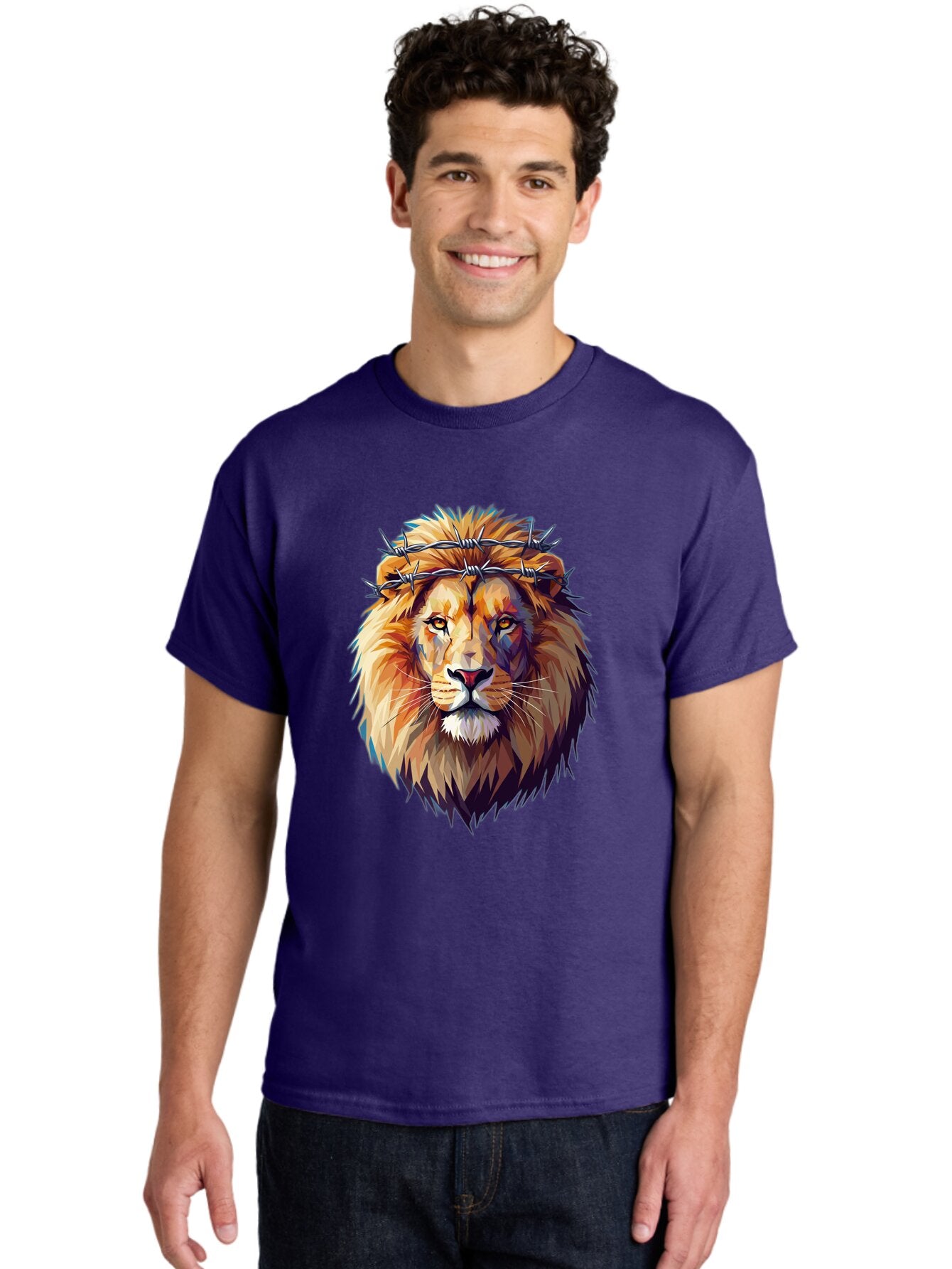 Lion-With-Crown-Of-Thorns-1 Men'S Graphic Tee, 100% Cotton, Comfortable Casual Summer Wear, Machine Washable, Vintage Camera, Old Camera, Antique Camera, Black Camera, Classic Photography, Photography Equipment, Nostalgic Device, Film Camera, Bap686 29