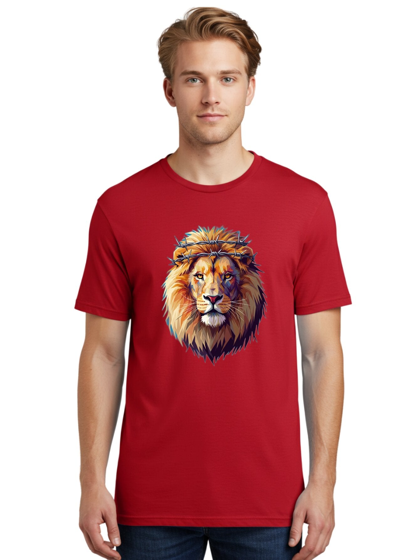 Lion-With-Crown-Of-Thorns-1 Men'S Graphic Tee, 100% Cotton, Comfortable Casual Summer Wear, Machine Washable, Vintage Camera, Old Camera, Antique Camera, Black Camera, Classic Photography, Photography Equipment, Nostalgic Device, Film Camera, Bap686 16