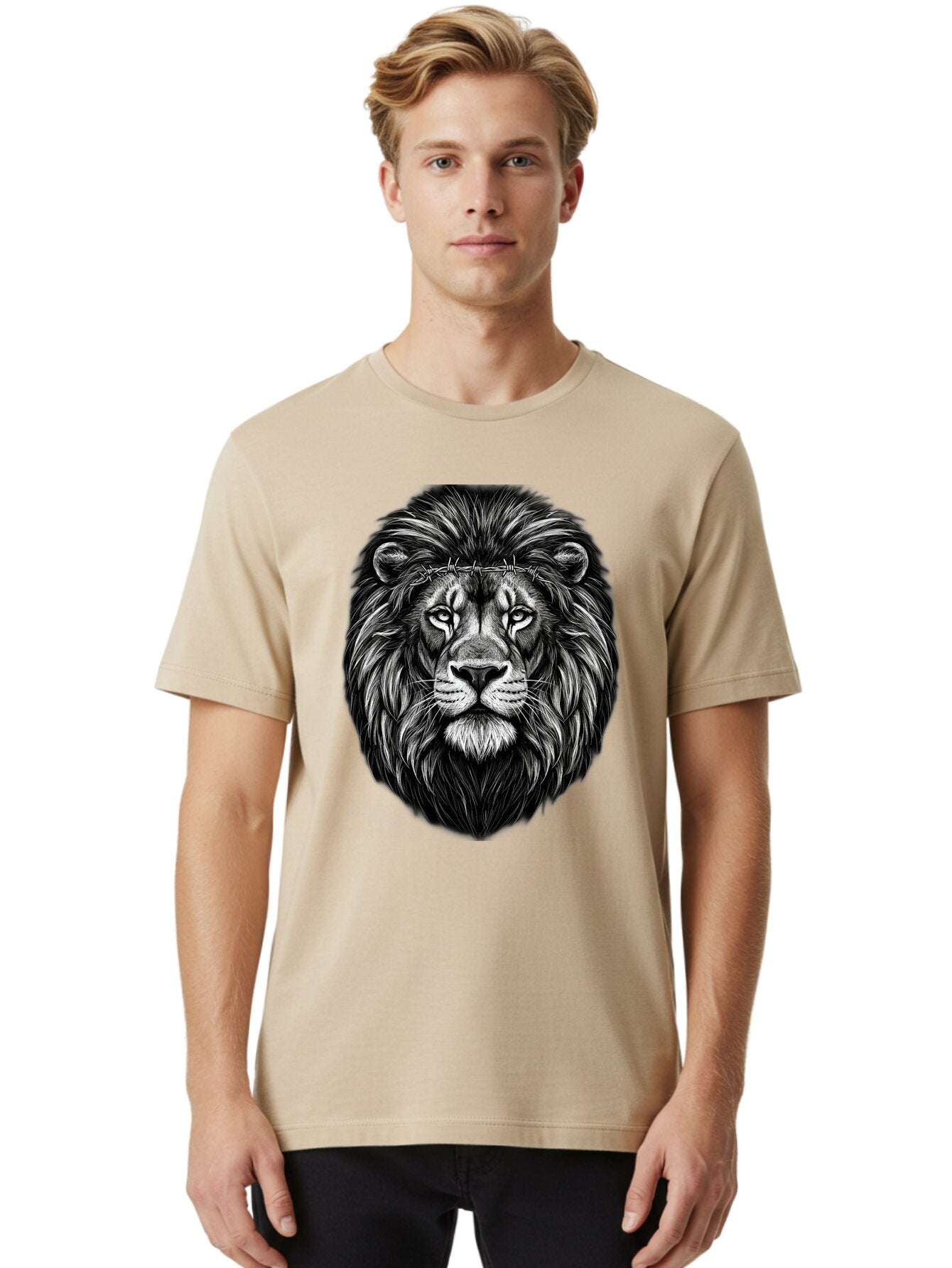 Lion-With-Crown-Of-Thorns-4 Men'S Graphic Tee, 100% Cotton, Comfortable Casual Summer Wear, Machine Washable, Vintage Camera, Old Camera, Antique Camera, Black Camera, Classic Photography, Photography Equipment, Nostalgic Device, Film Camera, Bap689 26