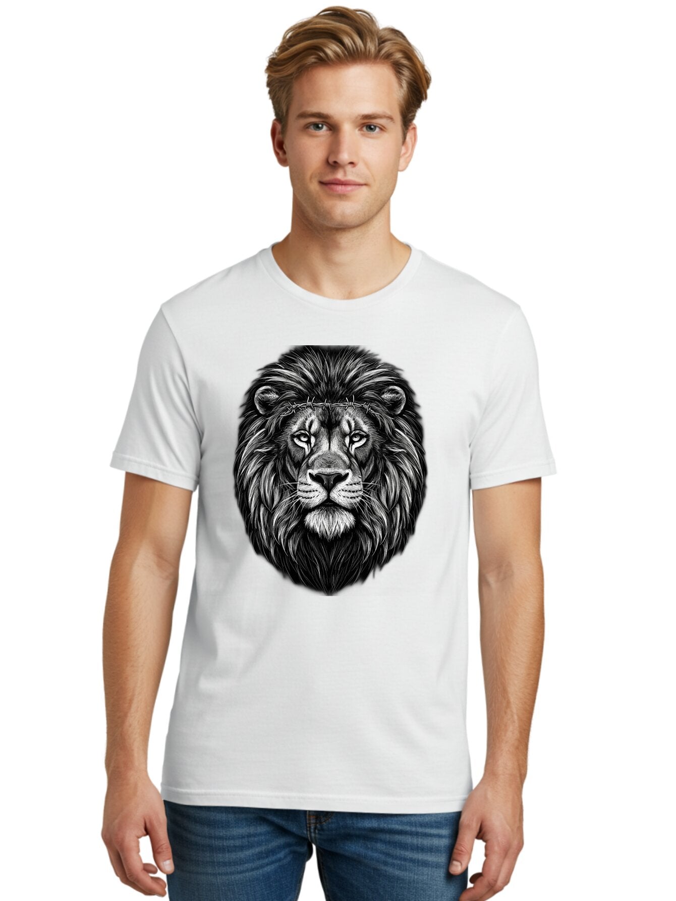 Lion-With-Crown-Of-Thorns-4 Men'S Graphic Tee, 100% Cotton, Comfortable Casual Summer Wear, Machine Washable, Vintage Camera, Old Camera, Antique Camera, Black Camera, Classic Photography, Photography Equipment, Nostalgic Device, Film Camera, Bap689 30