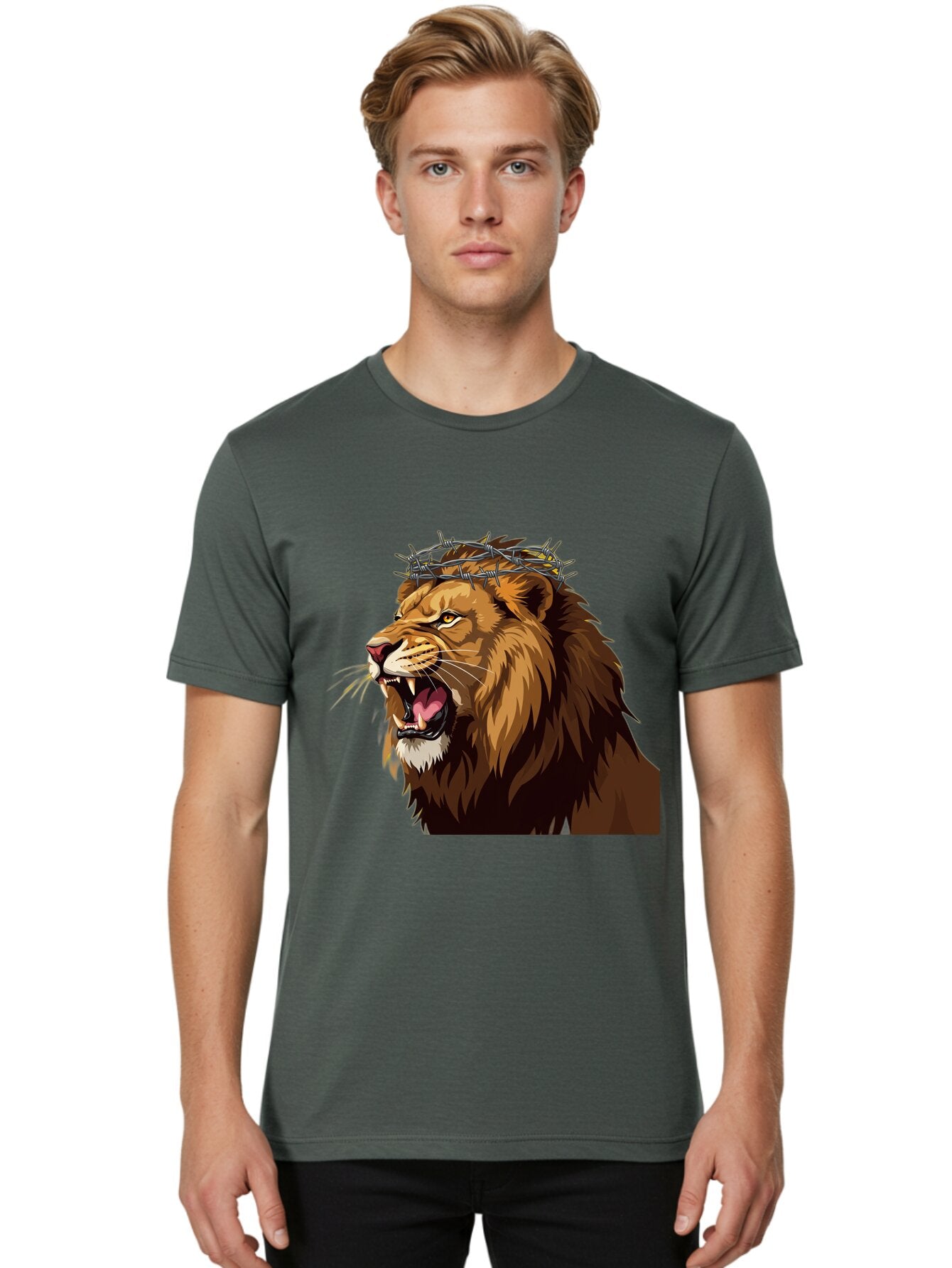 Lion-With-Crown-Of-Thorns Men'S Graphic Tee, 100% Cotton, Comfortable Casual Summer Wear, Machine Washable, Vintage Camera, Old Camera, Antique Camera, Black Camera, Classic Photography, Photography Equipment, Nostalgic Device, Film Camera, Bap690 23