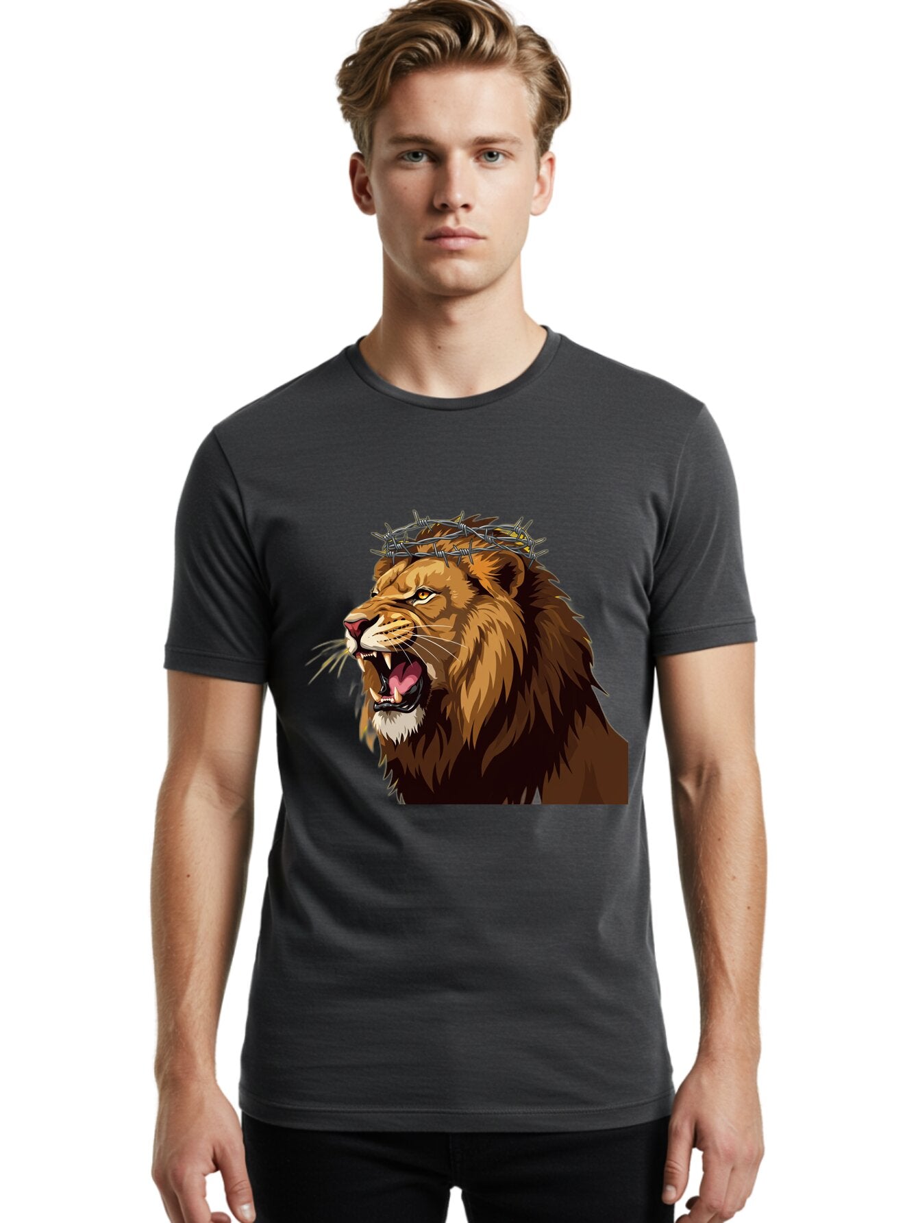 Lion-With-Crown-Of-Thorns Men'S Graphic Tee, 100% Cotton, Comfortable Casual Summer Wear, Machine Washable, Vintage Camera, Old Camera, Antique Camera, Black Camera, Classic Photography, Photography Equipment, Nostalgic Device, Film Camera, Bap690 29