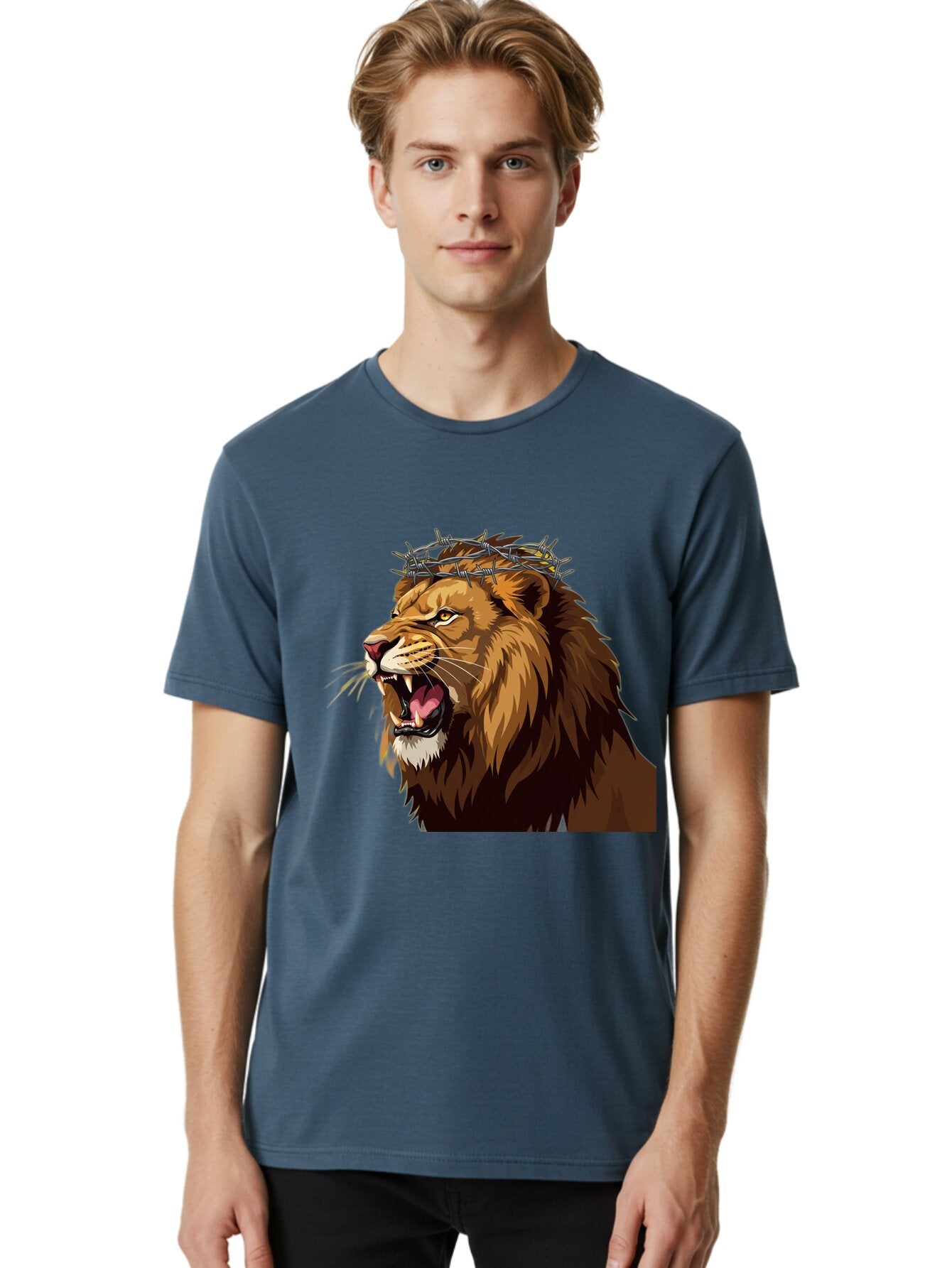 Lion-With-Crown-Of-Thorns Men'S Graphic Tee, 100% Cotton, Comfortable Casual Summer Wear, Machine Washable, Vintage Camera, Old Camera, Antique Camera, Black Camera, Classic Photography, Photography Equipment, Nostalgic Device, Film Camera, Bap690 18
