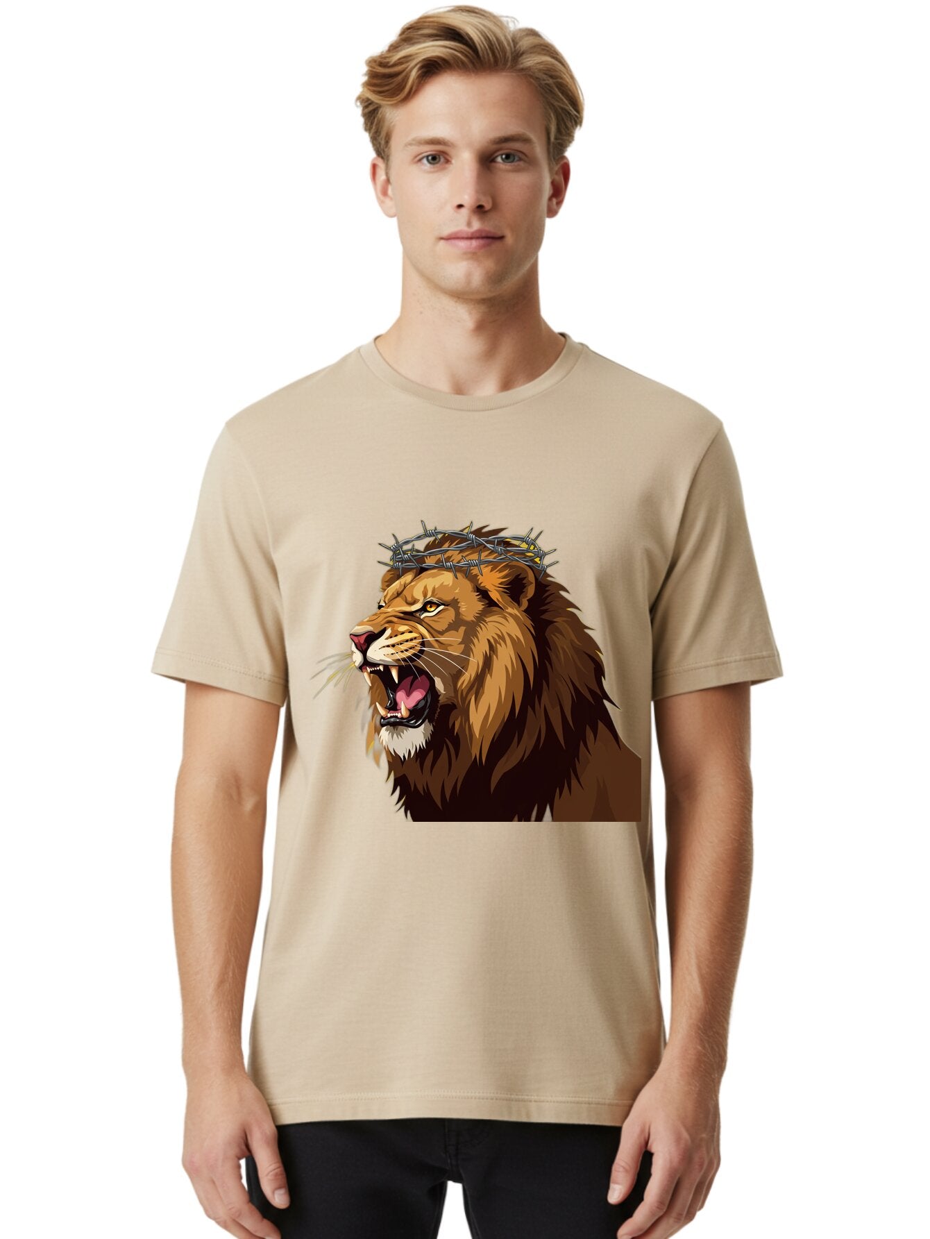 Lion-With-Crown-Of-Thorns Men'S Graphic Tee, 100% Cotton, Comfortable Casual Summer Wear, Machine Washable, Vintage Camera, Old Camera, Antique Camera, Black Camera, Classic Photography, Photography Equipment, Nostalgic Device, Film Camera, Bap690 20
