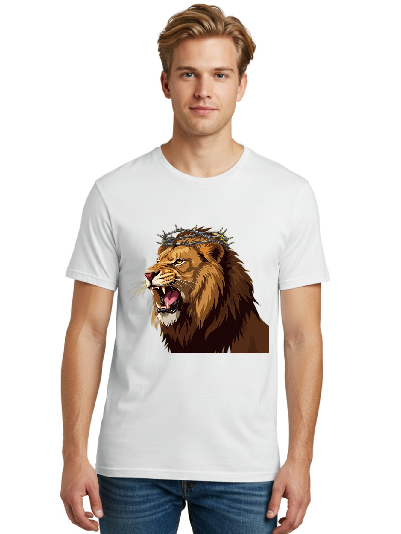 Lion-With-Crown-Of-Thorns Men'S Graphic Tee, 100% Cotton, Comfortable Casual Summer Wear, Machine Washable, Vintage Camera, Old Camera, Antique Camera, Black Camera, Classic Photography, Photography Equipment, Nostalgic Device, Film Camera, Bap690 21
