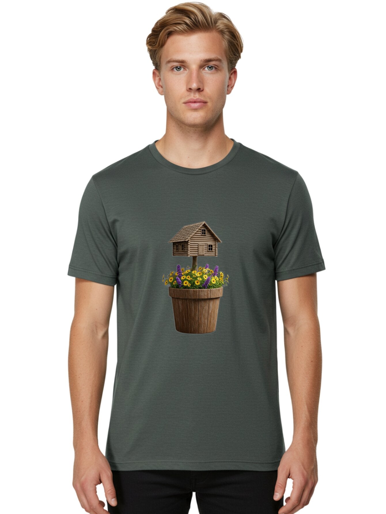 Log-Cabin-Flower-Pot Men'S Graphic Tee, 100% Cotton, Comfortable Casual Summer Wear, Machine Washable, Vintage Camera, Old Camera, Antique Camera, Black Camera, Classic Photography, Photography Equipment, Nostalgic Device, Film Camera, Bap693 23