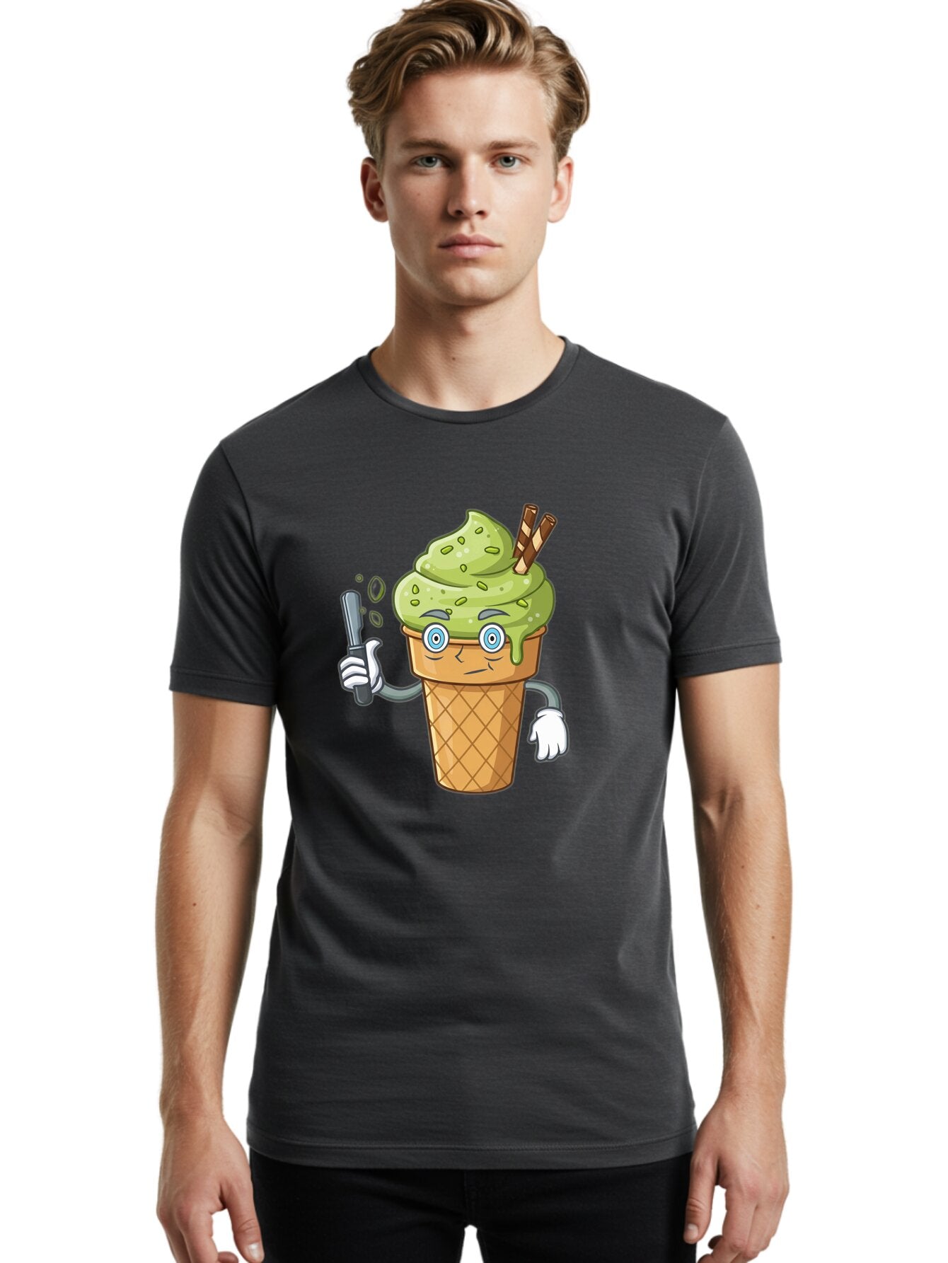 Matcha-Ice-Cream Men'S Graphic Tee, 100% Cotton, Comfortable Casual Summer Wear, Machine Washable, Vintage Camera, Old Camera, Antique Camera, Black Camera, Classic Photography, Photography Equipment, Nostalgic Device, Film Camera, Camera Art Bap700 24