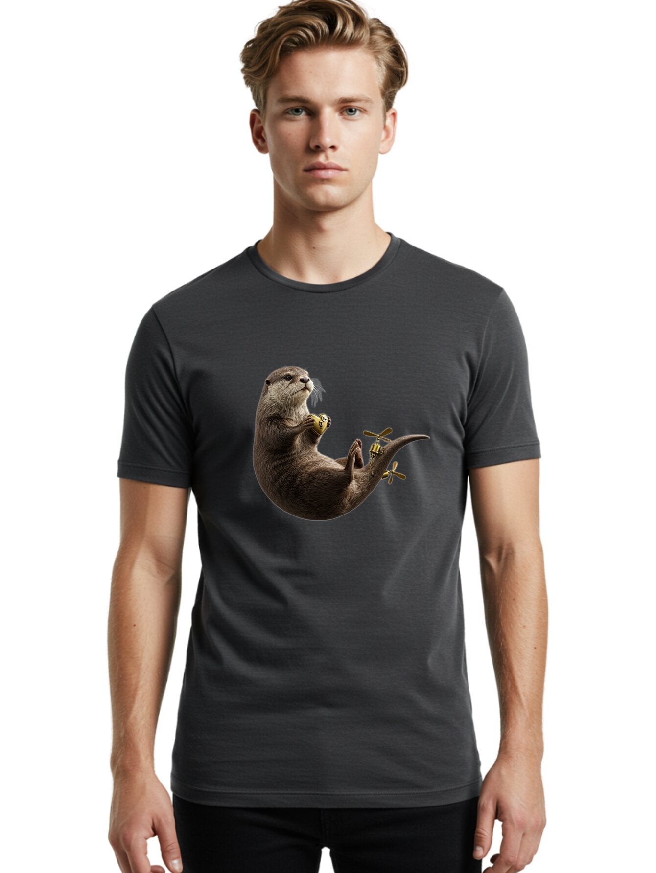 Otter-With-Helicopter-Tail Men'S Graphic Tee, 100% Cotton, Comfortable Casual Summer Wear, Machine Washable, Vintage Camera, Old Camera, Antique Camera, Black Camera, Classic Photography, Photography Equipment, Nostalgic Device, Film Camera, Bap818 28