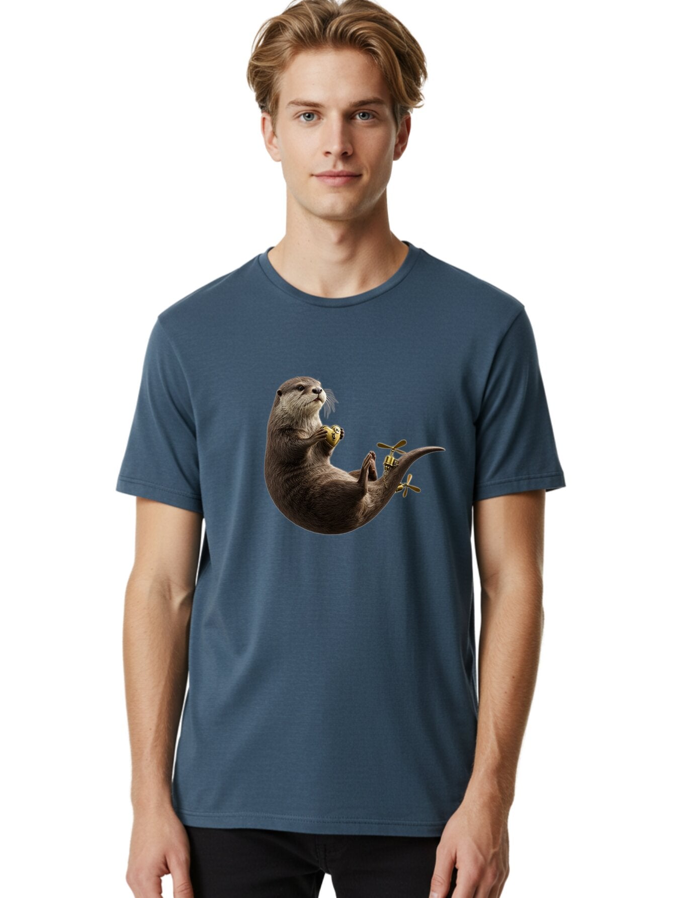 Otter-With-Helicopter-Tail Men'S Graphic Tee, 100% Cotton, Comfortable Casual Summer Wear, Machine Washable, Vintage Camera, Old Camera, Antique Camera, Black Camera, Classic Photography, Photography Equipment, Nostalgic Device, Film Camera, Bap818 22