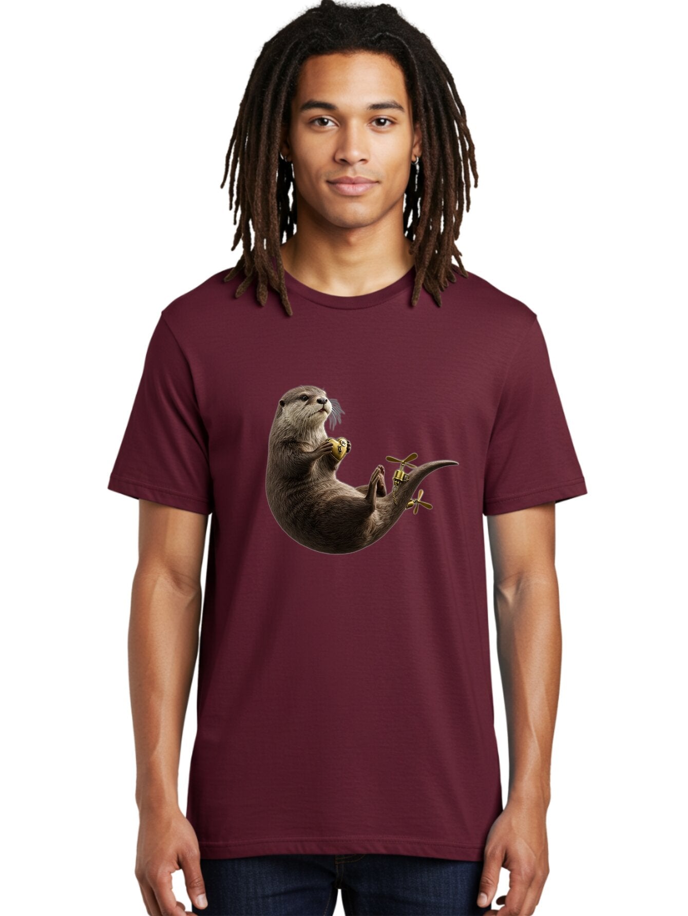 Otter-With-Helicopter-Tail Men'S Graphic Tee, 100% Cotton, Comfortable Casual Summer Wear, Machine Washable, Vintage Camera, Old Camera, Antique Camera, Black Camera, Classic Photography, Photography Equipment, Nostalgic Device, Film Camera, Bap818 23