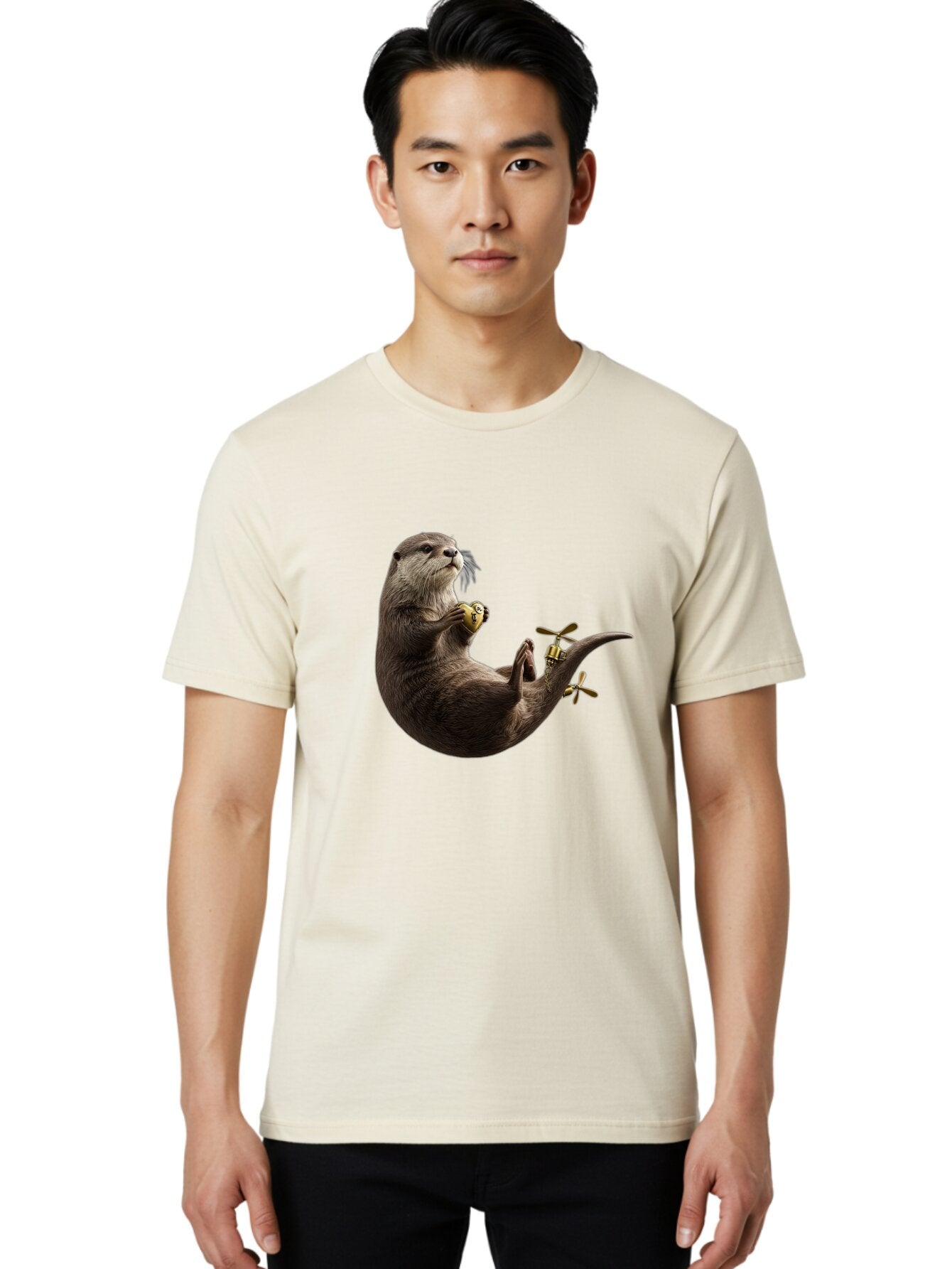 Otter-With-Helicopter-Tail Men'S Graphic Tee, 100% Cotton, Comfortable Casual Summer Wear, Machine Washable, Vintage Camera, Old Camera, Antique Camera, Black Camera, Classic Photography, Photography Equipment, Nostalgic Device, Film Camera, Bap818 20