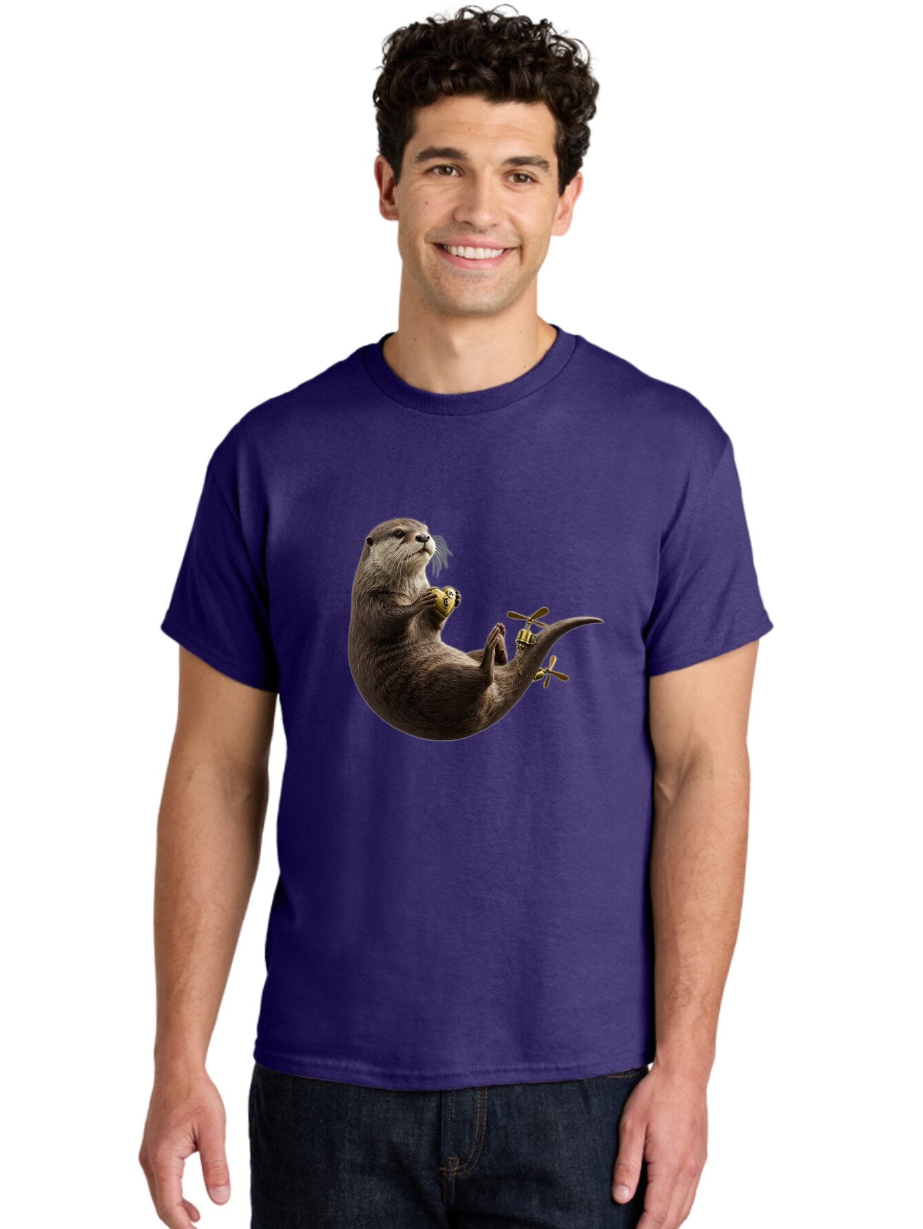 Otter-With-Helicopter-Tail Men'S Graphic Tee, 100% Cotton, Comfortable Casual Summer Wear, Machine Washable, Vintage Camera, Old Camera, Antique Camera, Black Camera, Classic Photography, Photography Equipment, Nostalgic Device, Film Camera, Bap818 24