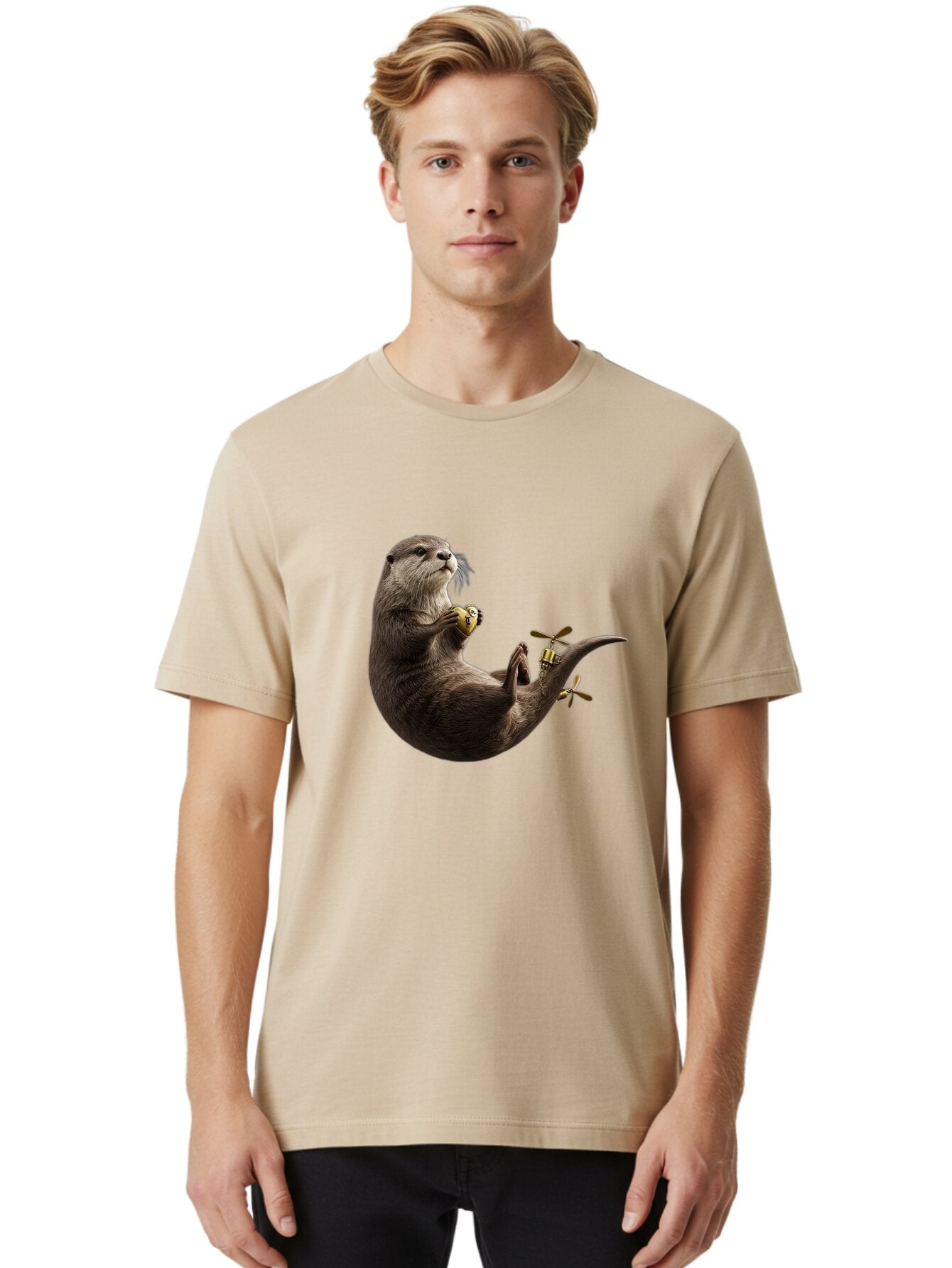 Otter-With-Helicopter-Tail Men'S Graphic Tee, 100% Cotton, Comfortable Casual Summer Wear, Machine Washable, Vintage Camera, Old Camera, Antique Camera, Black Camera, Classic Photography, Photography Equipment, Nostalgic Device, Film Camera, Bap818 17