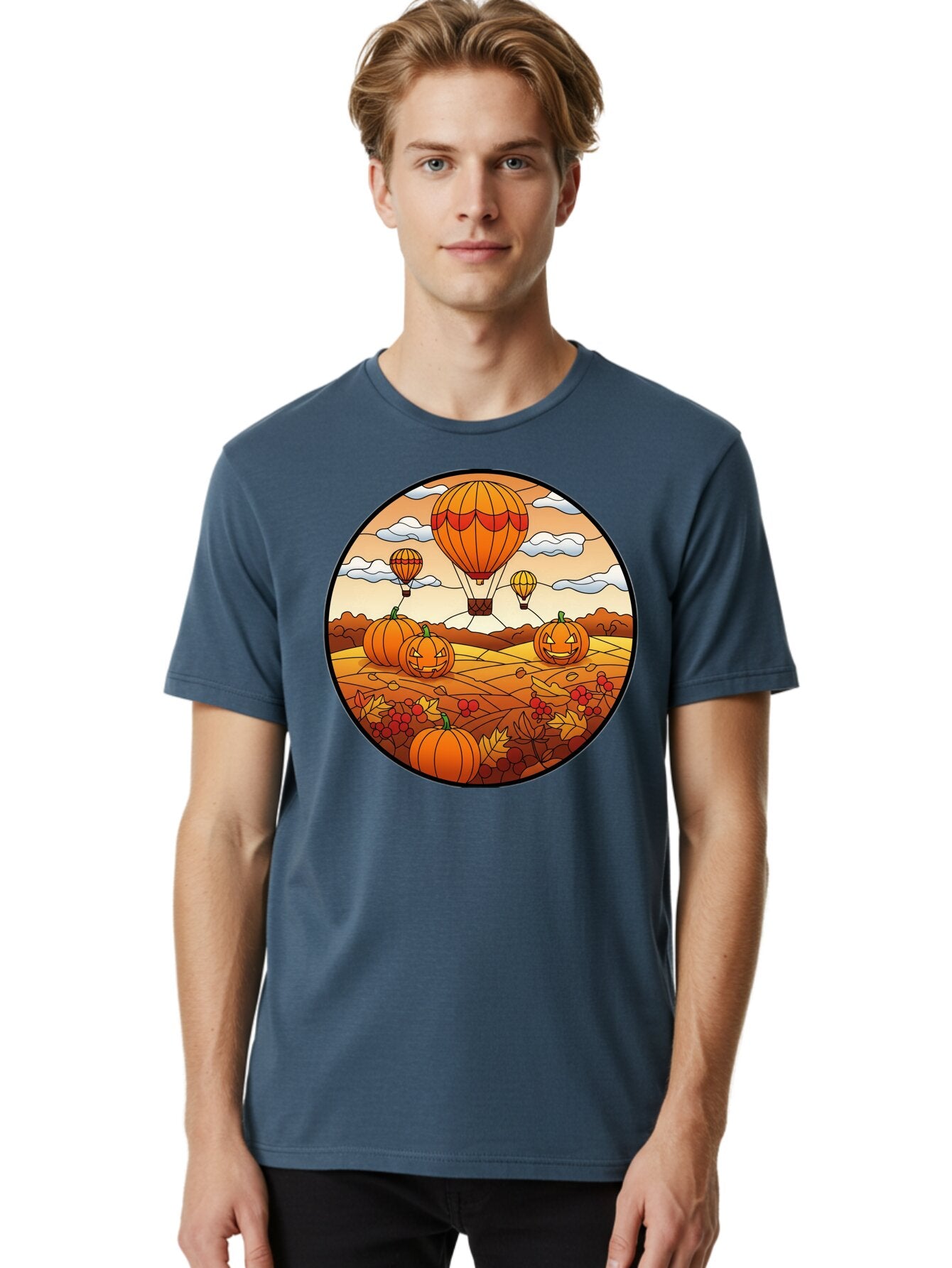 Pumpkins-And-Hot-Air-Balloons Men'S Graphic Tee, 100% Cotton, Comfortable Casual Summer Wear, Machine Washable, Vintage Camera, Old Camera, Antique Camera, Black Camera, Classic Photography, Photography Equipment, Nostalgic Device, Bap880 16