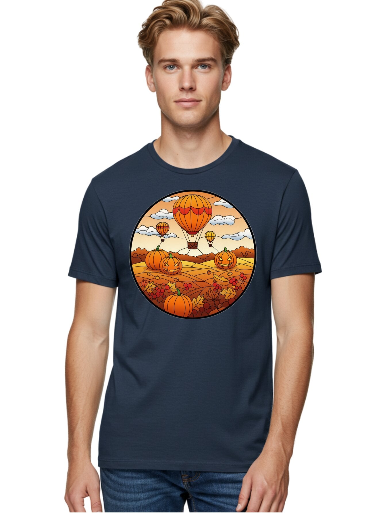 Pumpkins-And-Hot-Air-Balloons Men'S Graphic Tee, 100% Cotton, Comfortable Casual Summer Wear, Machine Washable, Vintage Camera, Old Camera, Antique Camera, Black Camera, Classic Photography, Photography Equipment, Nostalgic Device, Bap880 30