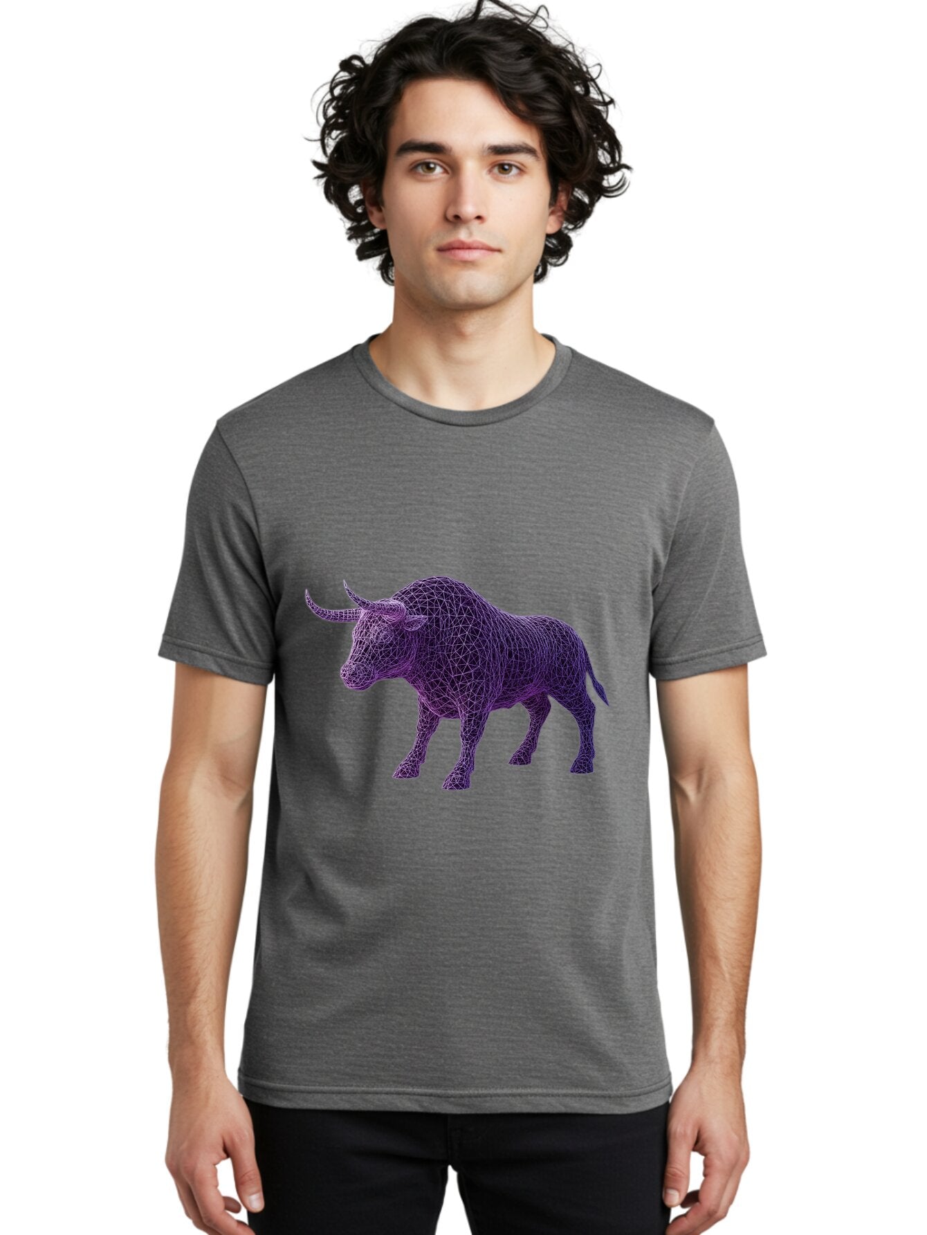 Purple-Bull-Wireframe Men'S Graphic Tee, 100% Cotton, Comfortable Casual Summer Wear, Machine Washable, Vintage Camera, Old Camera, Antique Camera, Black Camera, Classic Photography, Photography Equipment, Nostalgic Device, Film Camera, Bap883 23
