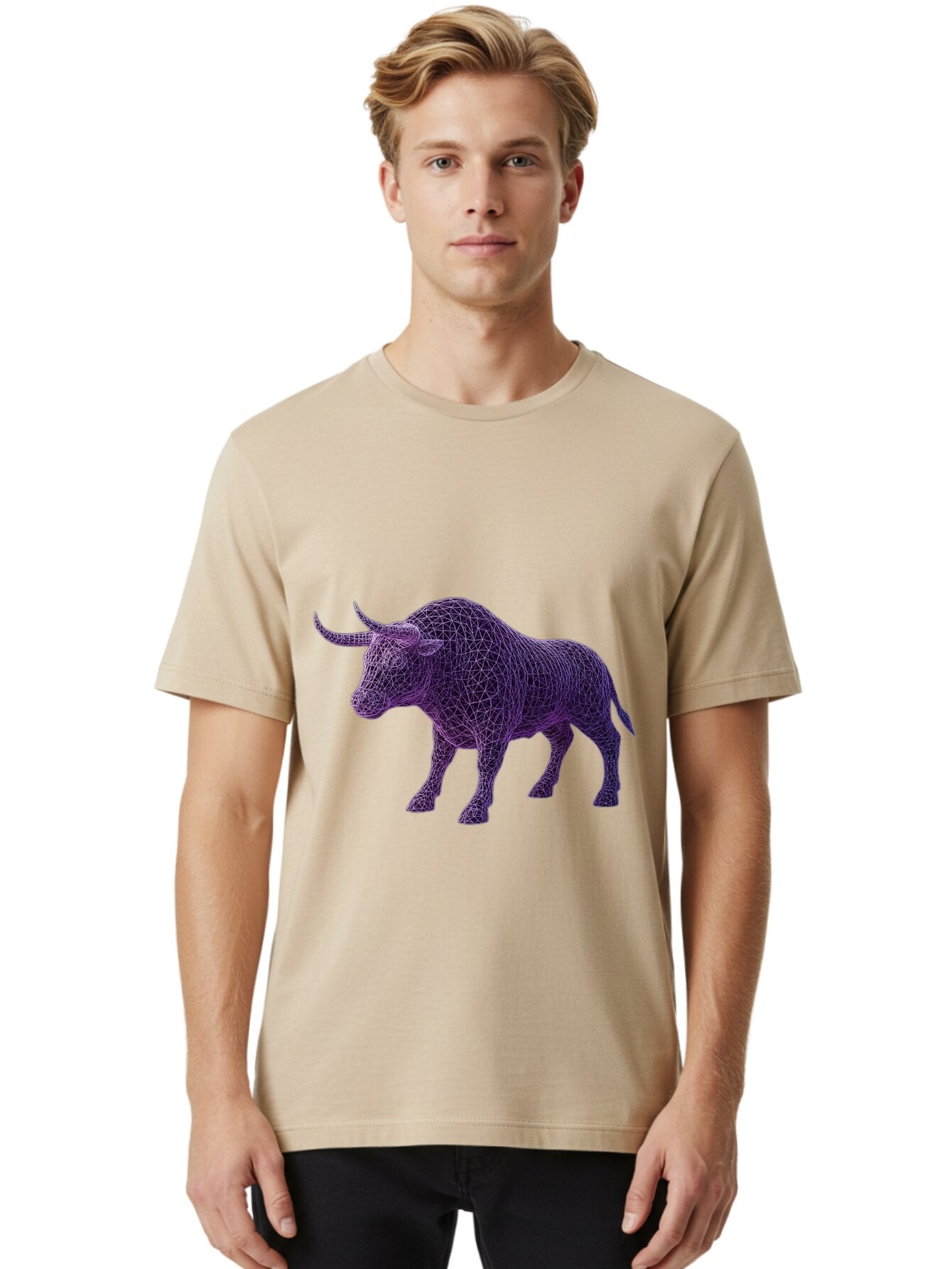 Purple-Bull-Wireframe Men'S Graphic Tee, 100% Cotton, Comfortable Casual Summer Wear, Machine Washable, Vintage Camera, Old Camera, Antique Camera, Black Camera, Classic Photography, Photography Equipment, Nostalgic Device, Film Camera, Bap883 24