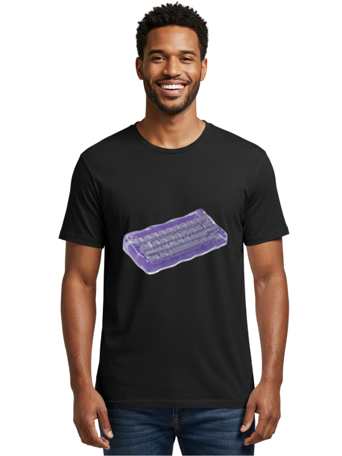 Purple-Keyboard-In-Jelly Men'S Graphic Tee, 100% Cotton, Comfortable Casual Summer Wear, Machine Washable, Vintage Camera, Old Camera, Antique Camera, Black Camera, Classic Photography, Photography Equipment, Nostalgic Device, Film Camera, Bap884 24