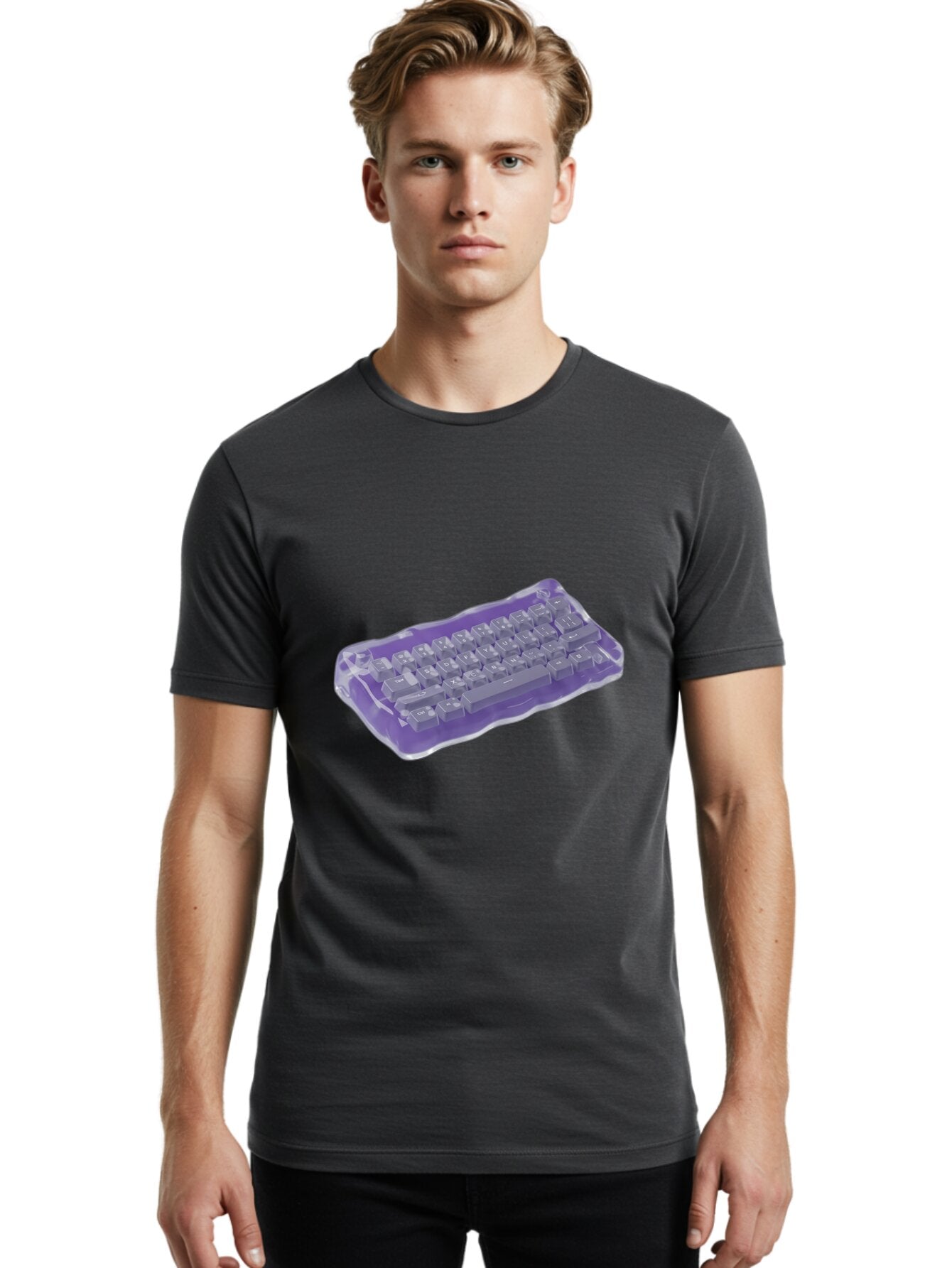 Purple-Keyboard-In-Jelly Men'S Graphic Tee, 100% Cotton, Comfortable Casual Summer Wear, Machine Washable, Vintage Camera, Old Camera, Antique Camera, Black Camera, Classic Photography, Photography Equipment, Nostalgic Device, Film Camera, Bap884 25