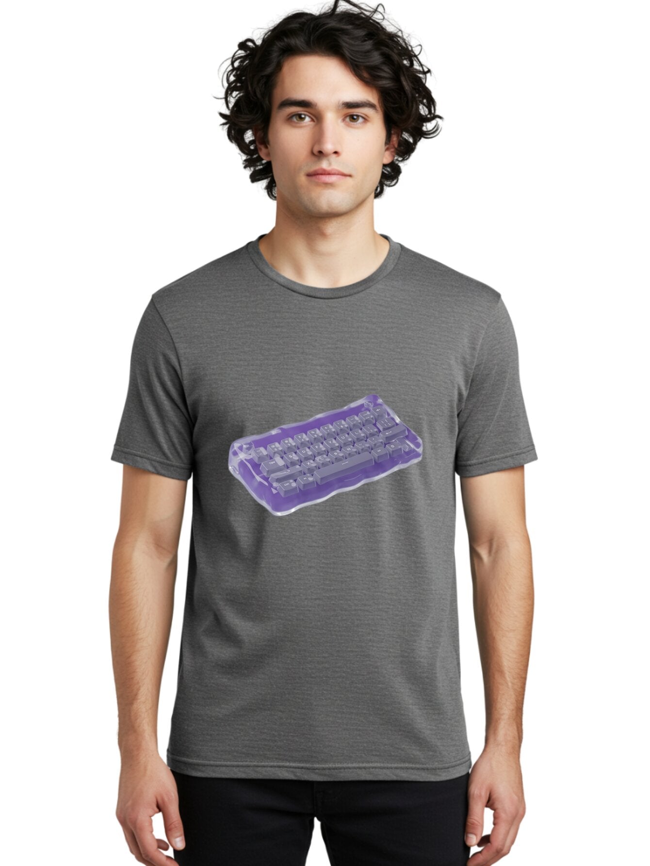 Purple-Keyboard-In-Jelly Men'S Graphic Tee, 100% Cotton, Comfortable Casual Summer Wear, Machine Washable, Vintage Camera, Old Camera, Antique Camera, Black Camera, Classic Photography, Photography Equipment, Nostalgic Device, Film Camera, Bap884 23