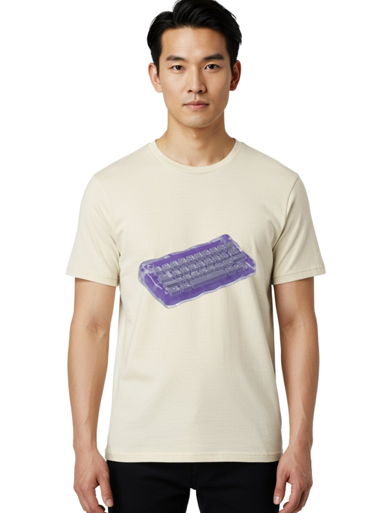 Purple-Keyboard-In-Jelly Men'S Graphic Tee, 100% Cotton, Comfortable Casual Summer Wear, Machine Washable, Vintage Camera, Old Camera, Antique Camera, Black Camera, Classic Photography, Photography Equipment, Nostalgic Device, Film Camera, Bap884 18