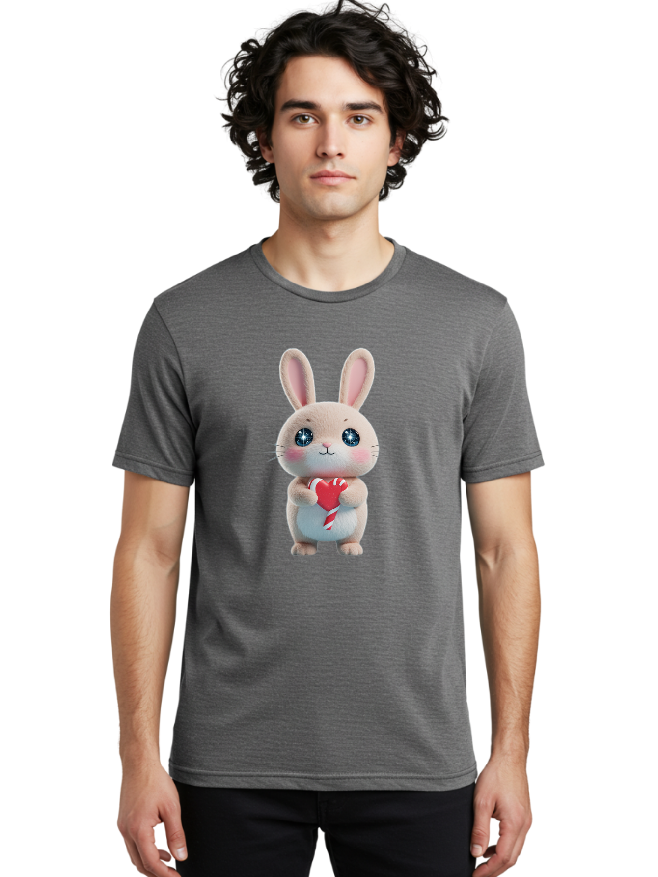 Rabbit-Holding-Heart Men'S Graphic Tee, 100% Cotton, Comfortable Casual Summer Wear, Machine Washable, Vintage Camera, Old Camera, Antique Camera, Black Camera, Classic Photography, Photography Equipment, Nostalgic Device, Film Camera, Bap891 20