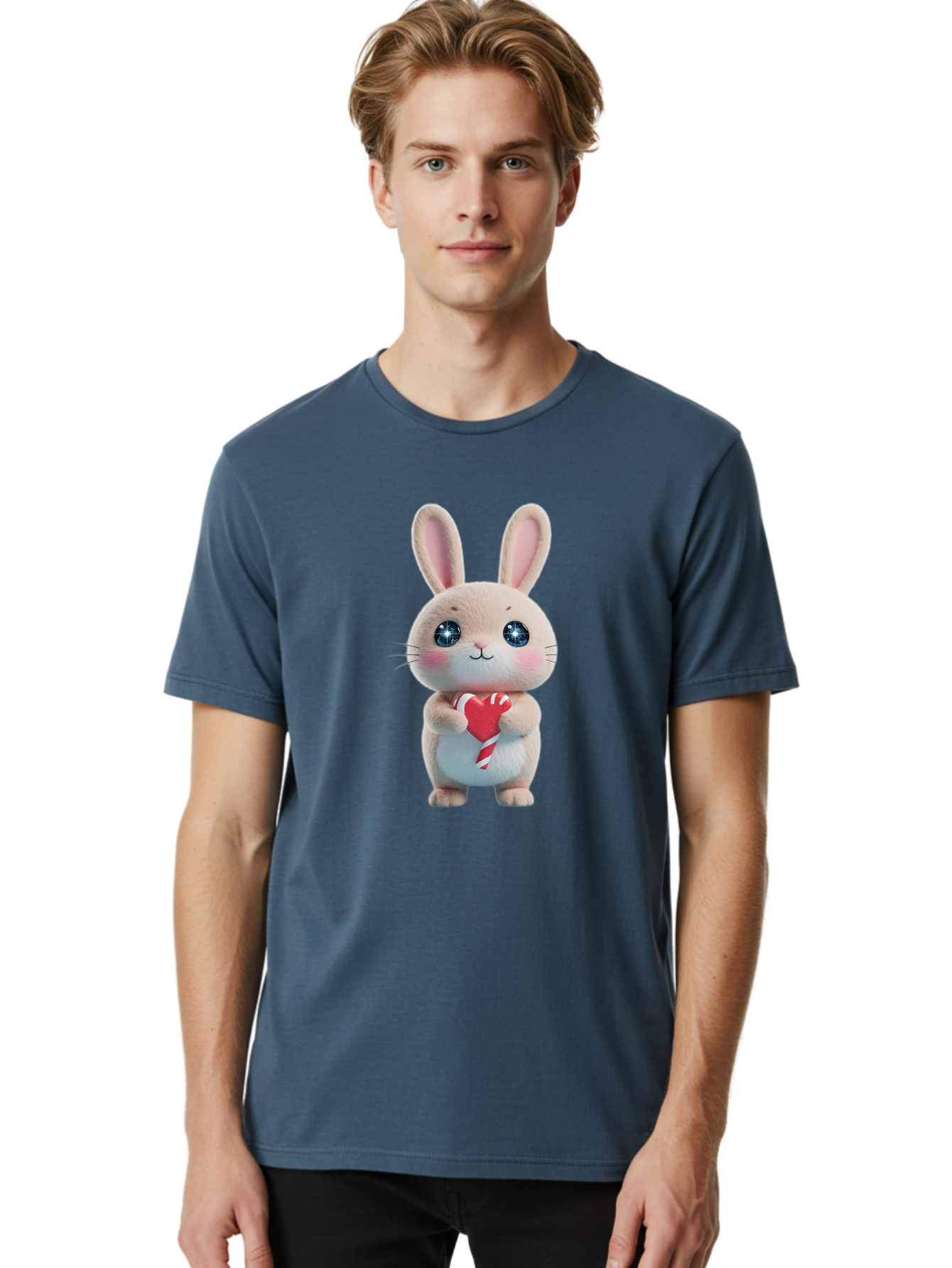 Rabbit-Holding-Heart Men'S Graphic Tee, 100% Cotton, Comfortable Casual Summer Wear, Machine Washable, Vintage Camera, Old Camera, Antique Camera, Black Camera, Classic Photography, Photography Equipment, Nostalgic Device, Film Camera, Bap891 23