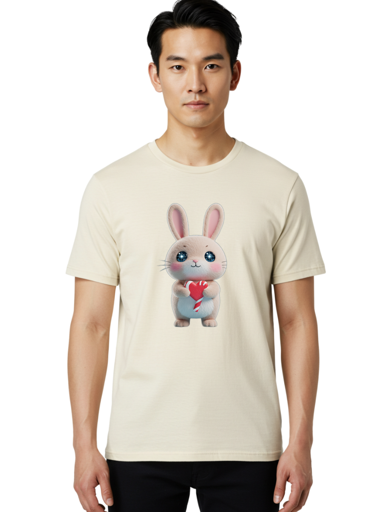 Rabbit-Holding-Heart Men'S Graphic Tee, 100% Cotton, Comfortable Casual Summer Wear, Machine Washable, Vintage Camera, Old Camera, Antique Camera, Black Camera, Classic Photography, Photography Equipment, Nostalgic Device, Film Camera, Bap891 19