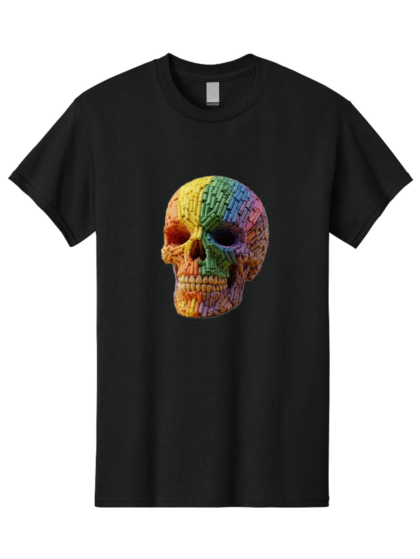 Rainbow-Crayon-Skull Men'S Graphic Tee, 100% Cotton, Comfortable Casual Summer Wear, Machine Washable, Vintage Camera, Old Camera, Antique Camera, Black Camera, Classic Photography, Photography Equipment, Nostalgic Device, Film Camera, Bap899