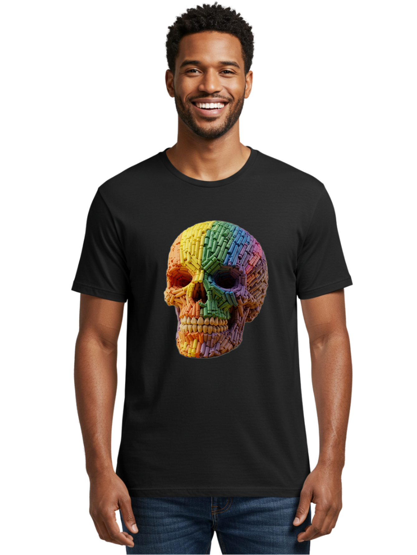 Rainbow-Crayon-Skull Men'S Graphic Tee, 100% Cotton, Comfortable Casual Summer Wear, Machine Washable, Vintage Camera, Old Camera, Antique Camera, Black Camera, Classic Photography, Photography Equipment, Nostalgic Device, Film Camera, Bap899 18