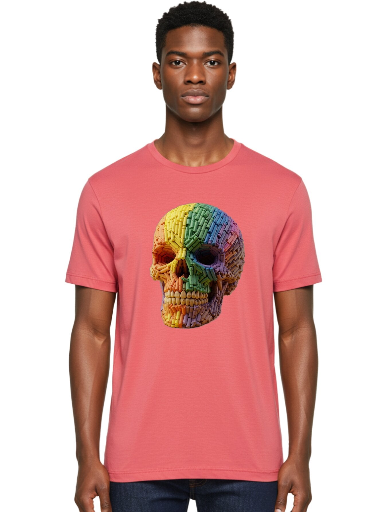 Rainbow-Crayon-Skull Men'S Graphic Tee, 100% Cotton, Comfortable Casual Summer Wear, Machine Washable, Vintage Camera, Old Camera, Antique Camera, Black Camera, Classic Photography, Photography Equipment, Nostalgic Device, Film Camera, Bap899 18