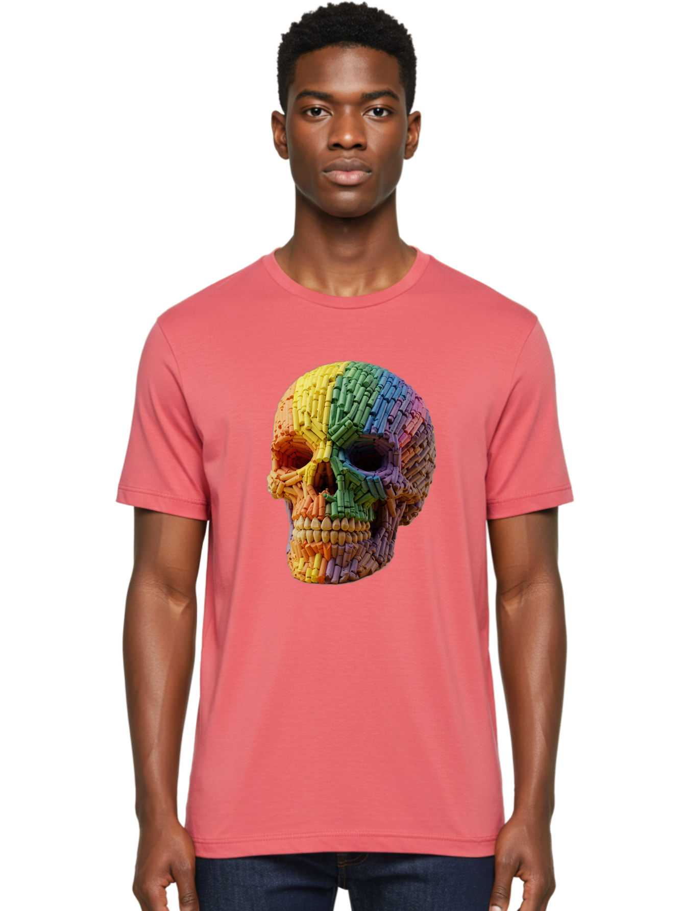 Rainbow-Crayon-Skull Men'S Graphic Tee, 100% Cotton, Comfortable Casual Summer Wear, Machine Washable, Vintage Camera, Old Camera, Antique Camera, Black Camera, Classic Photography, Photography Equipment, Nostalgic Device, Film Camera, Bap899 17