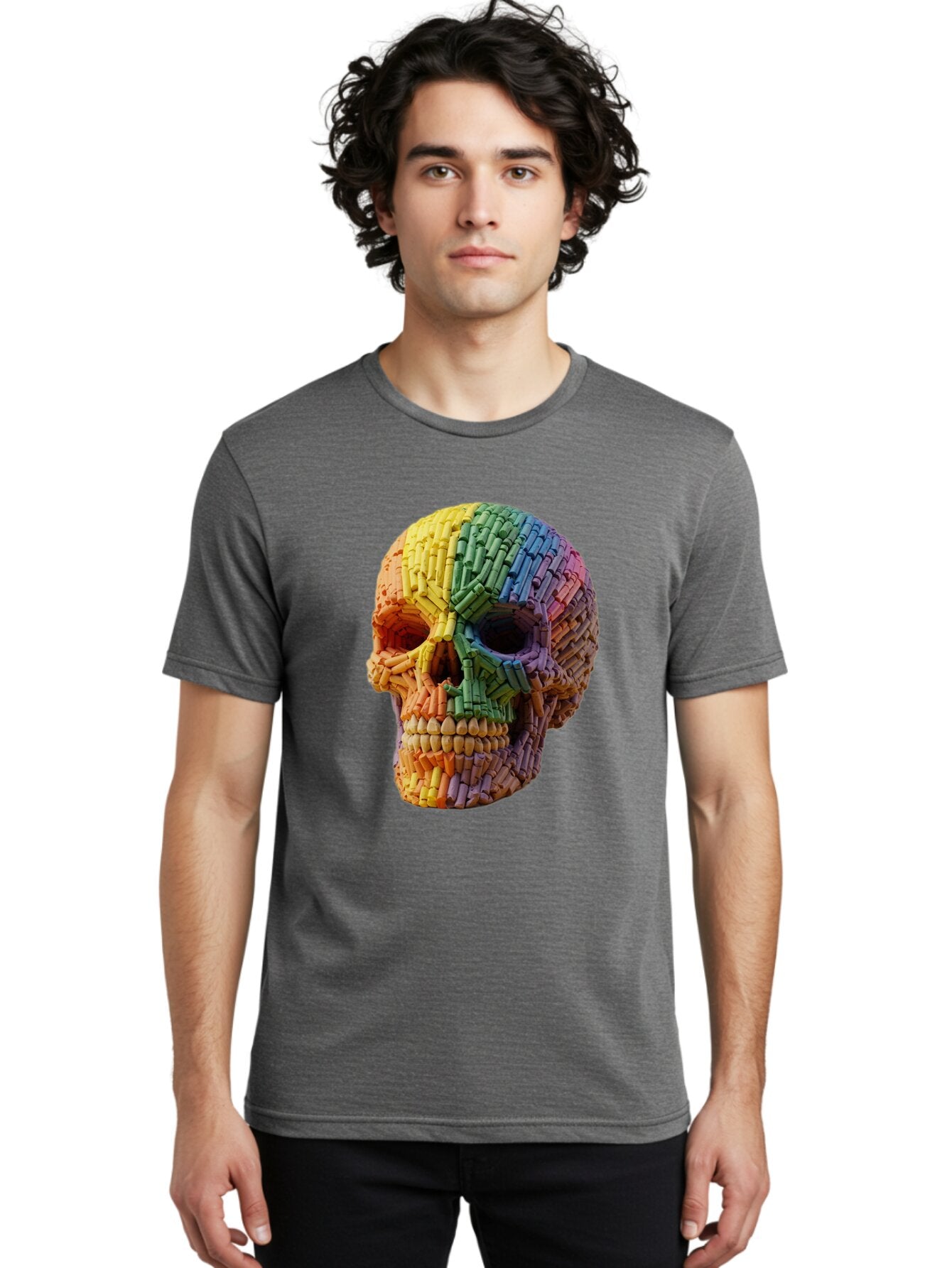Rainbow-Crayon-Skull Men'S Graphic Tee, 100% Cotton, Comfortable Casual Summer Wear, Machine Washable, Vintage Camera, Old Camera, Antique Camera, Black Camera, Classic Photography, Photography Equipment, Nostalgic Device, Film Camera, Bap899 28