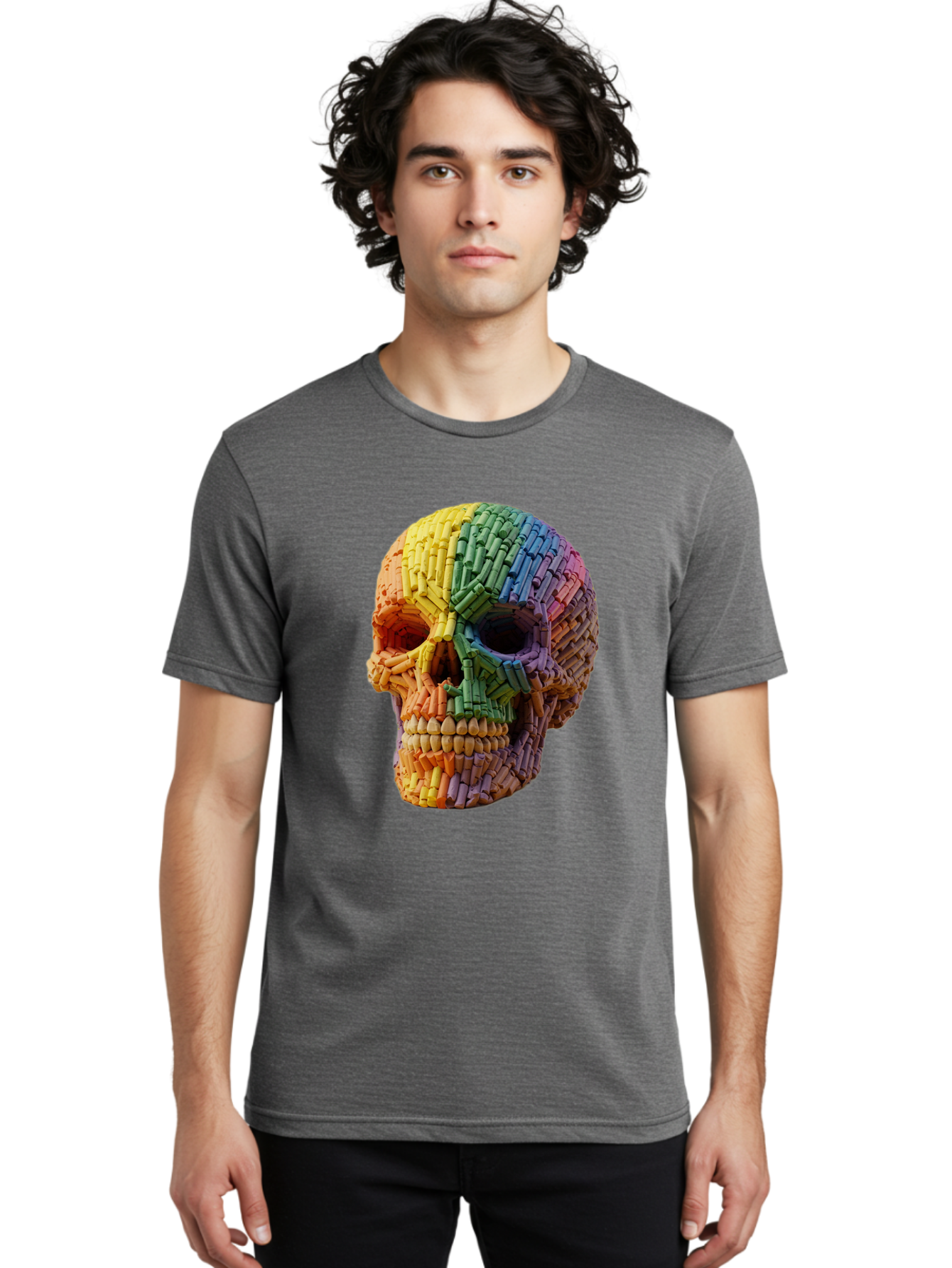 Rainbow-Crayon-Skull Men'S Graphic Tee, 100% Cotton, Comfortable Casual Summer Wear, Machine Washable, Vintage Camera, Old Camera, Antique Camera, Black Camera, Classic Photography, Photography Equipment, Nostalgic Device, Film Camera, Bap899 26