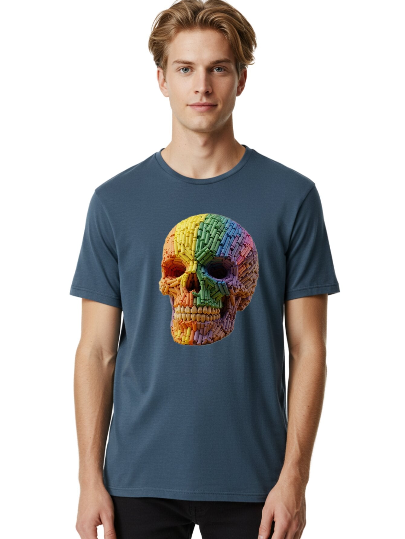 Rainbow-Crayon-Skull Men'S Graphic Tee, 100% Cotton, Comfortable Casual Summer Wear, Machine Washable, Vintage Camera, Old Camera, Antique Camera, Black Camera, Classic Photography, Photography Equipment, Nostalgic Device, Film Camera, Bap899 27
