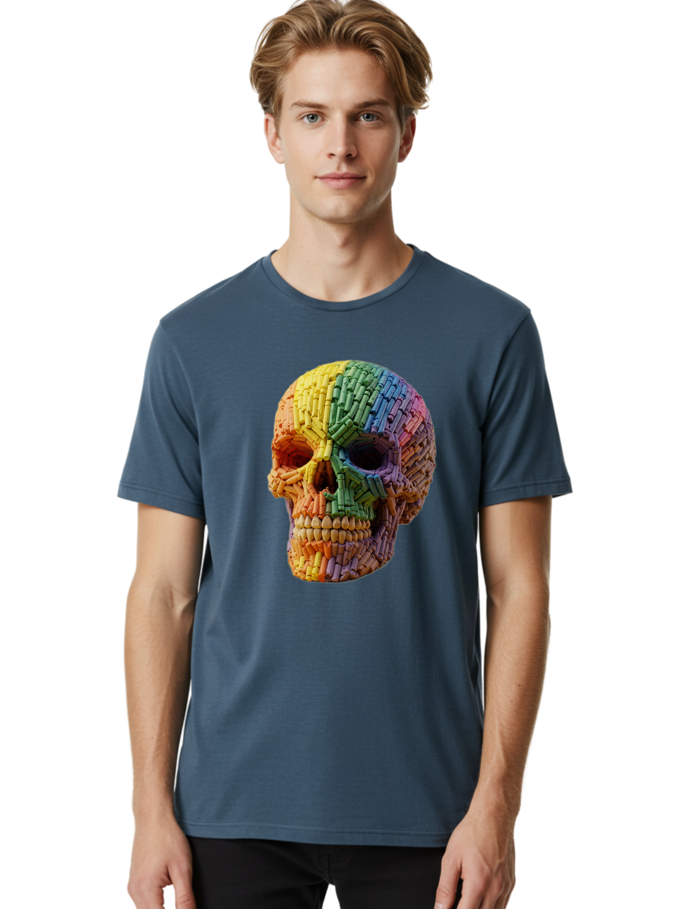 Rainbow-Crayon-Skull Men'S Graphic Tee, 100% Cotton, Comfortable Casual Summer Wear, Machine Washable, Vintage Camera, Old Camera, Antique Camera, Black Camera, Classic Photography, Photography Equipment, Nostalgic Device, Film Camera, Bap899 22