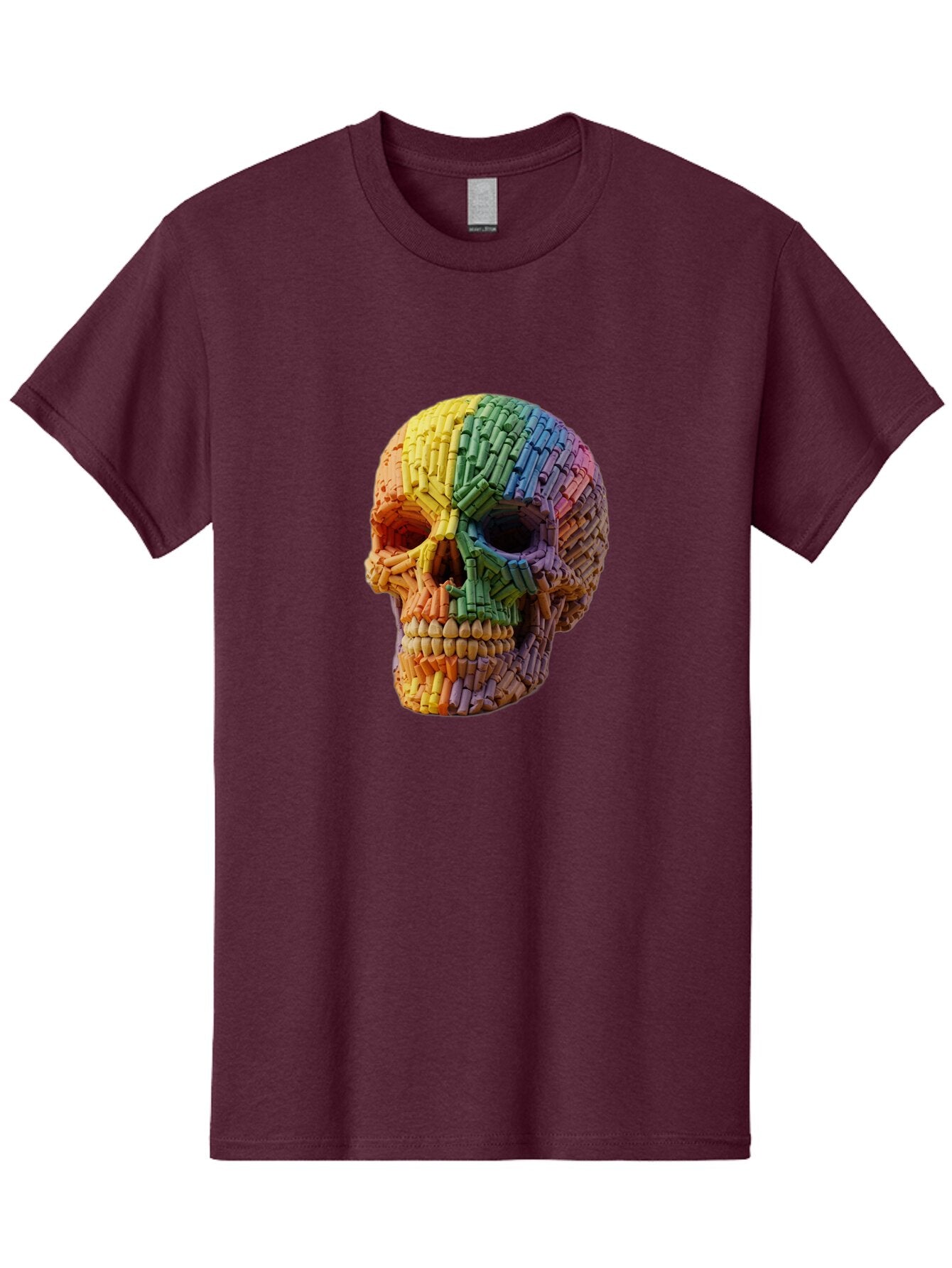 Rainbow-Crayon-Skull Men'S Graphic Tee, 100% Cotton, Comfortable Casual Summer Wear, Machine Washable, Vintage Camera, Old Camera, Antique Camera, Black Camera, Classic Photography, Photography Equipment, Nostalgic Device, Film Camera, Bap899 9