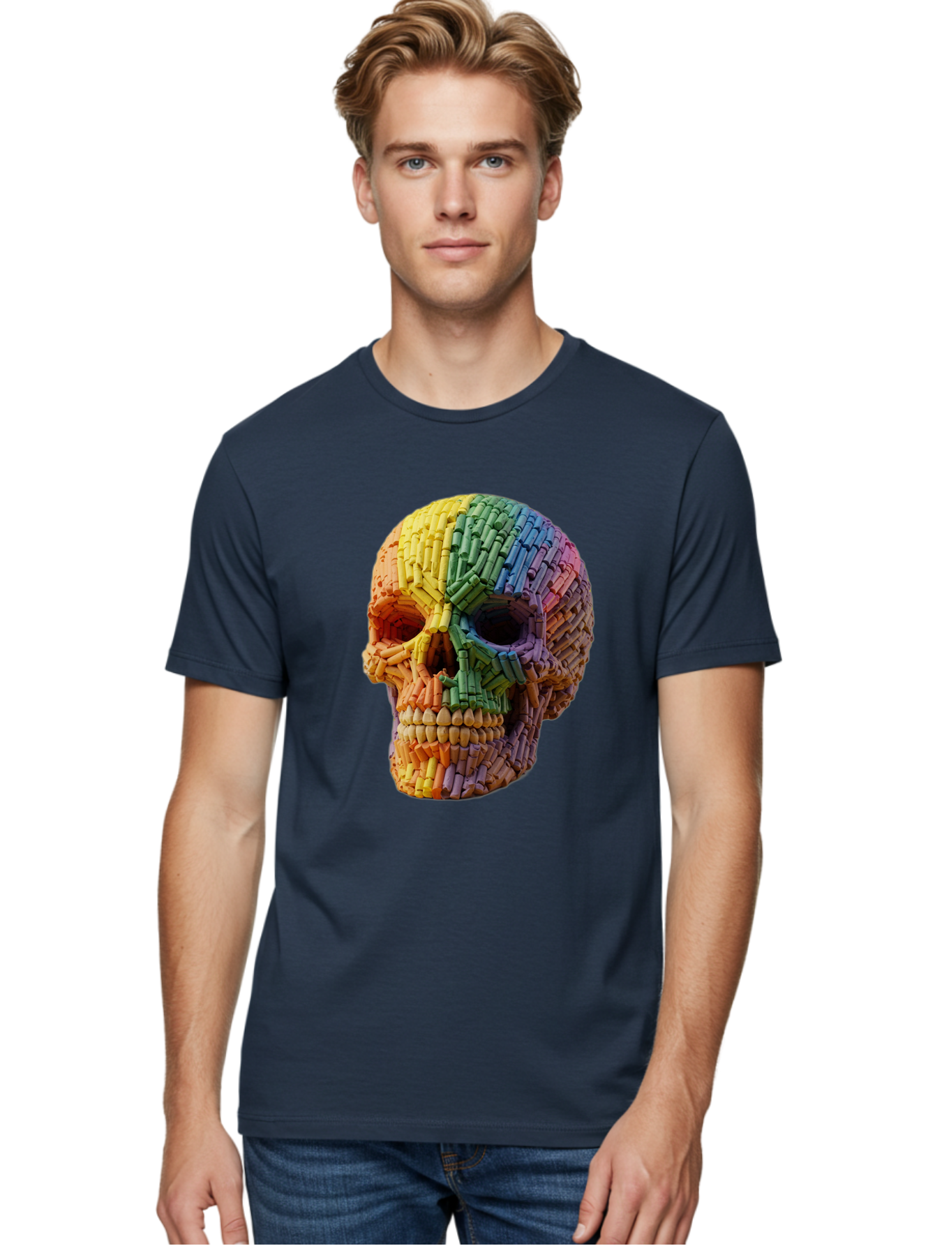 Rainbow-Crayon-Skull Men'S Graphic Tee, 100% Cotton, Comfortable Casual Summer Wear, Machine Washable, Vintage Camera, Old Camera, Antique Camera, Black Camera, Classic Photography, Photography Equipment, Nostalgic Device, Film Camera, Bap899 25
