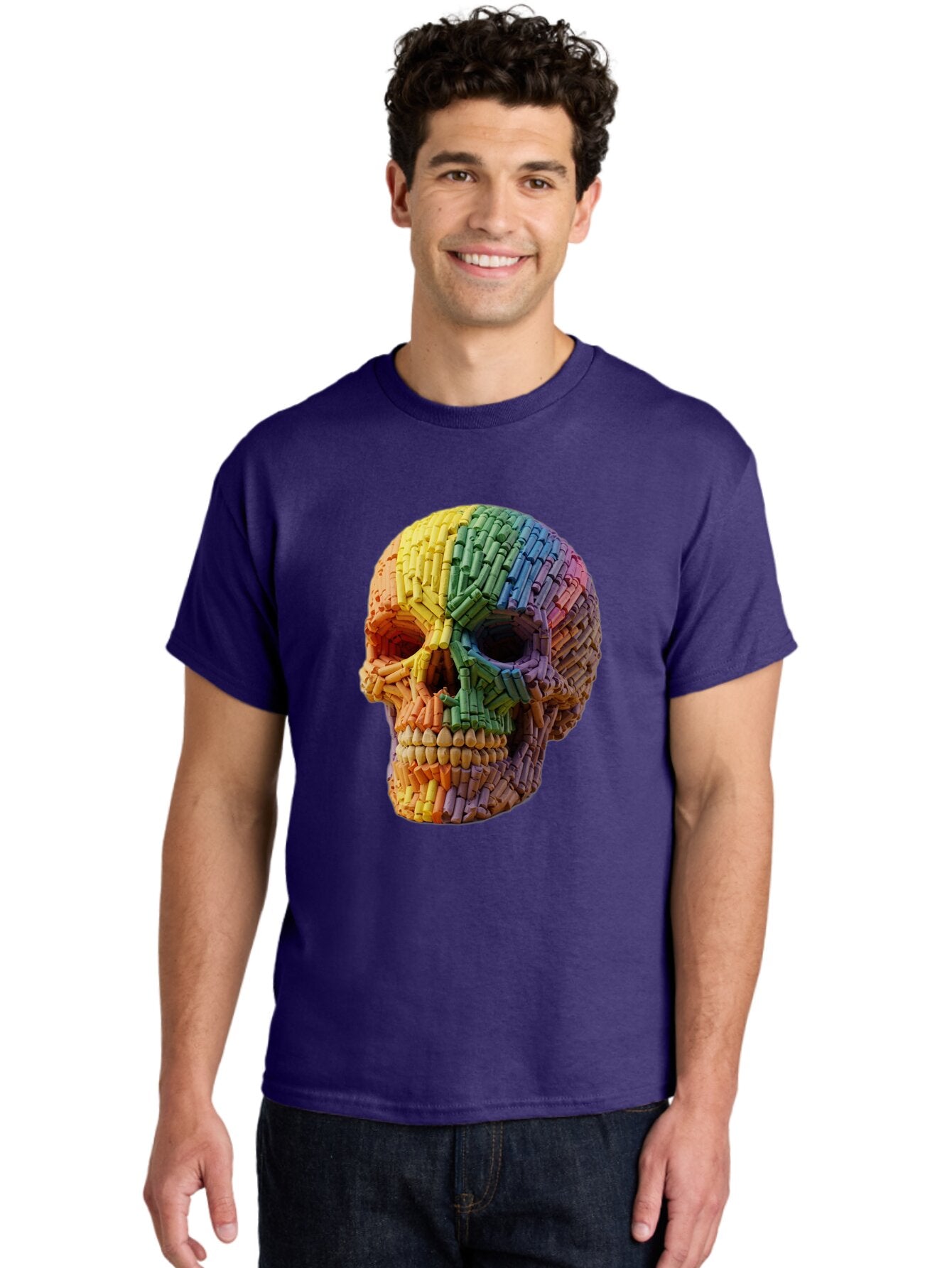 Rainbow-Crayon-Skull Men'S Graphic Tee, 100% Cotton, Comfortable Casual Summer Wear, Machine Washable, Vintage Camera, Old Camera, Antique Camera, Black Camera, Classic Photography, Photography Equipment, Nostalgic Device, Film Camera, Bap899 24