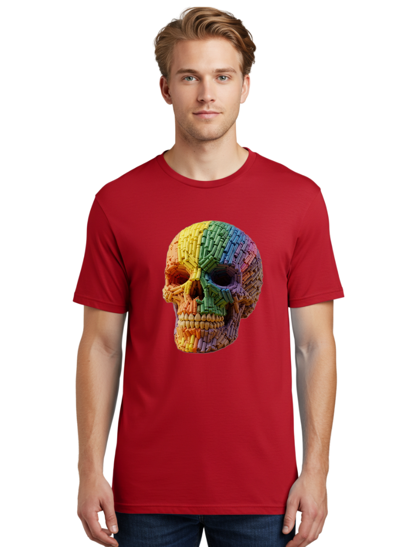Rainbow-Crayon-Skull Men'S Graphic Tee, 100% Cotton, Comfortable Casual Summer Wear, Machine Washable, Vintage Camera, Old Camera, Antique Camera, Black Camera, Classic Photography, Photography Equipment, Nostalgic Device, Film Camera, Bap899 21
