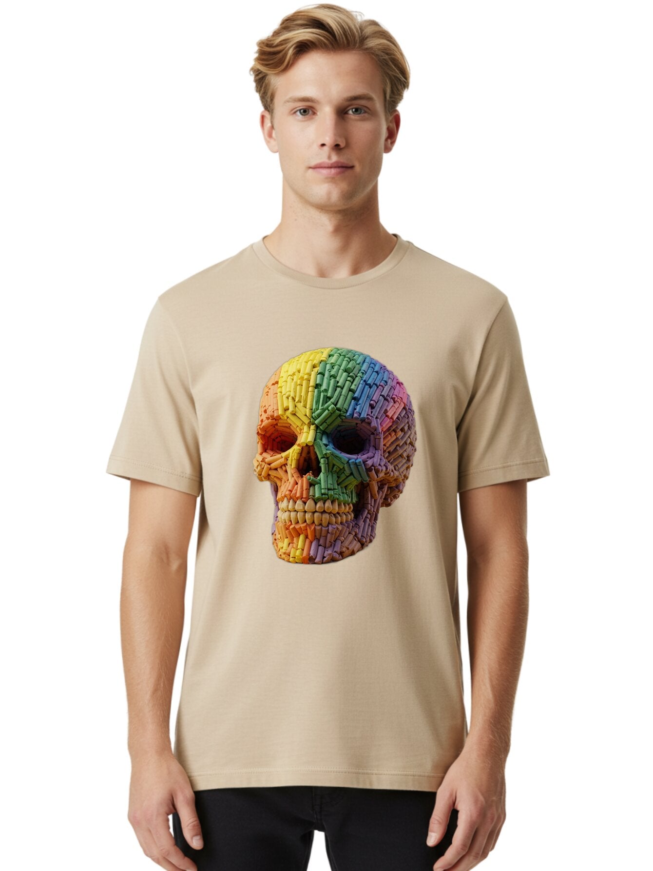 Rainbow-Crayon-Skull Men'S Graphic Tee, 100% Cotton, Comfortable Casual Summer Wear, Machine Washable, Vintage Camera, Old Camera, Antique Camera, Black Camera, Classic Photography, Photography Equipment, Nostalgic Device, Film Camera, Bap899 16