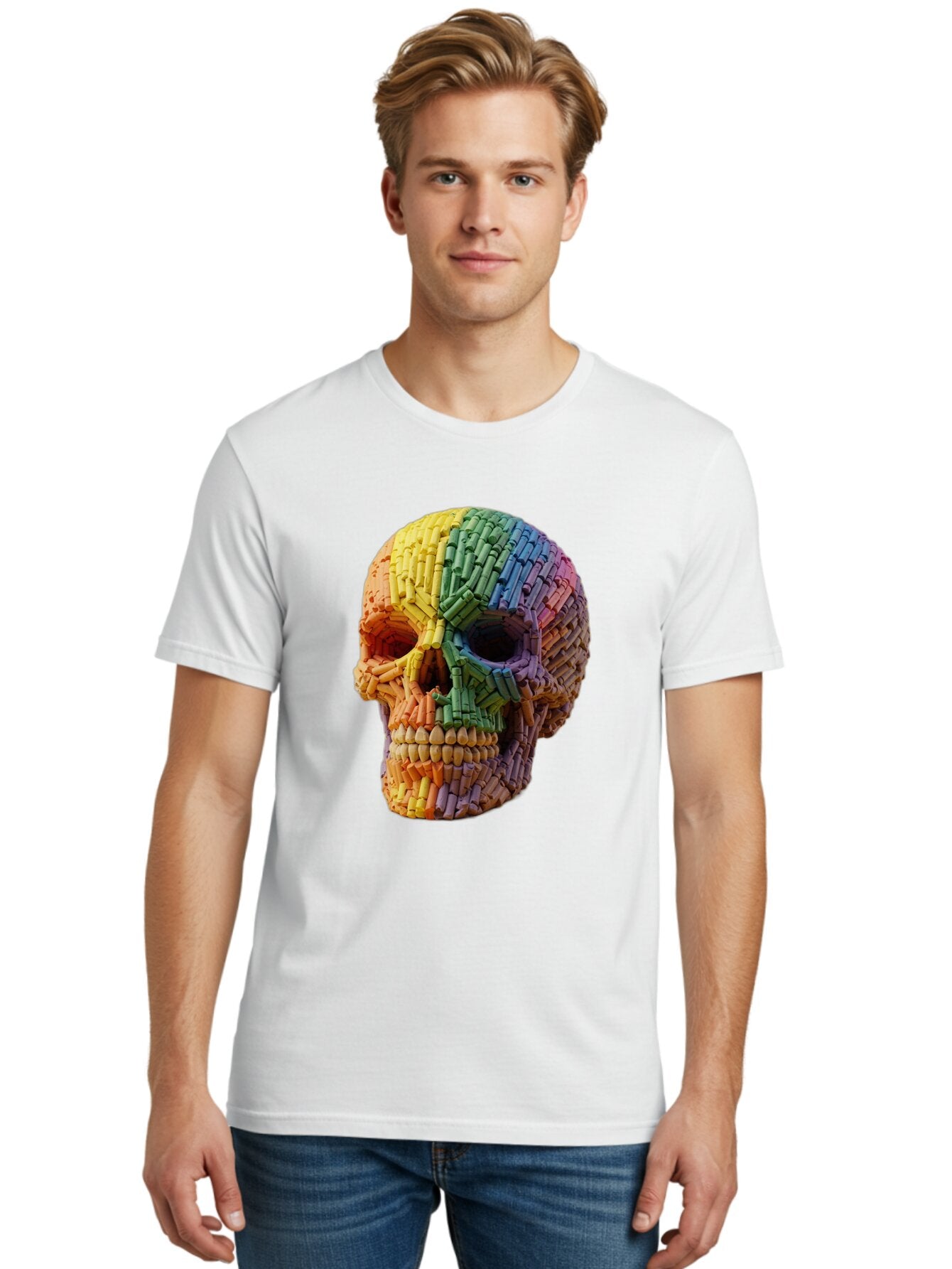 Rainbow-Crayon-Skull Men'S Graphic Tee, 100% Cotton, Comfortable Casual Summer Wear, Machine Washable, Vintage Camera, Old Camera, Antique Camera, Black Camera, Classic Photography, Photography Equipment, Nostalgic Device, Film Camera, Bap899 19