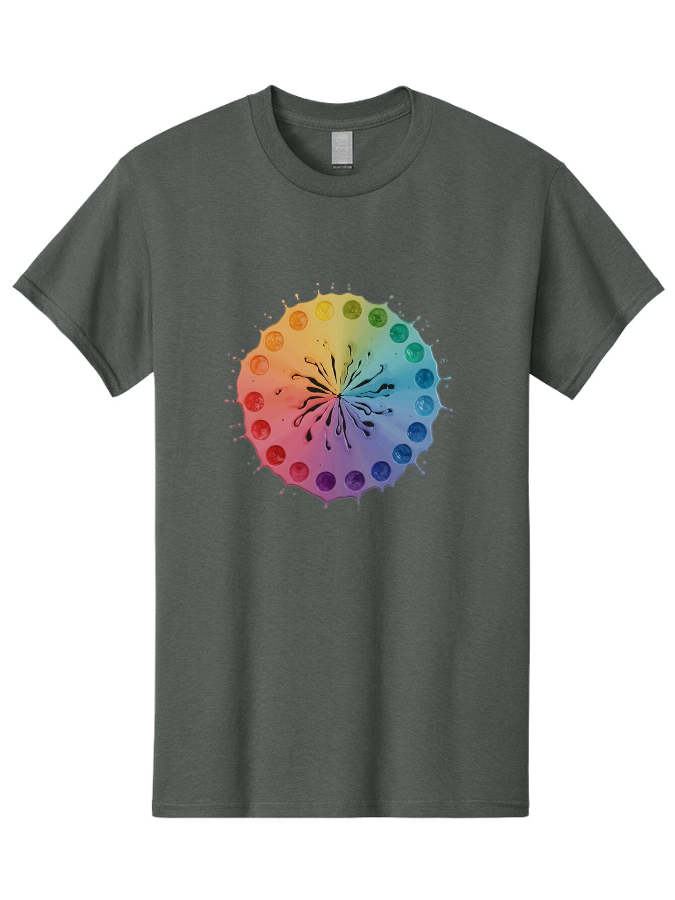 Rainbow-Ink-Splatter Men'S Graphic Tee, 100% Cotton, Comfortable Casual Summer Wear, Machine Washable, Vintage Camera, Old Camera, Antique Camera, Black Camera, Classic Photography, Photography Equipment, Nostalgic Device, Film Camera, Bap900 4